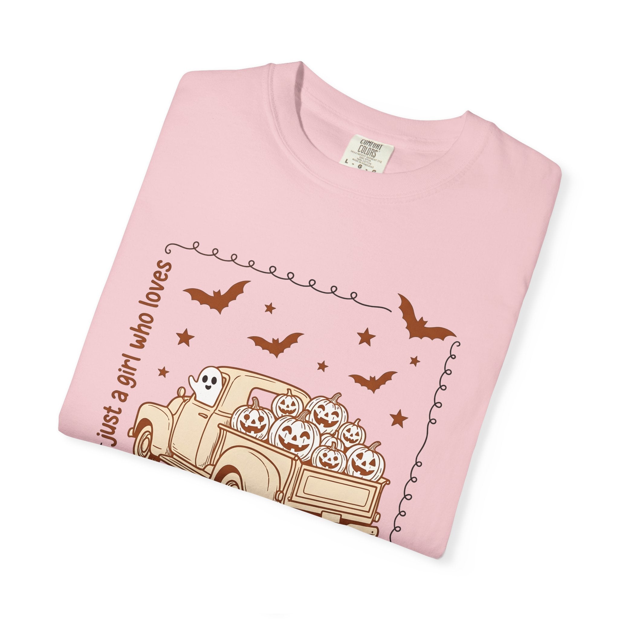 Vintage Truck Pumpkins Shirt Halloween Fall Gift Women Doodle Tee Pumpkins T-Shirt Halloween Fan Gourd Graphic Autumn Design Retro Ghost