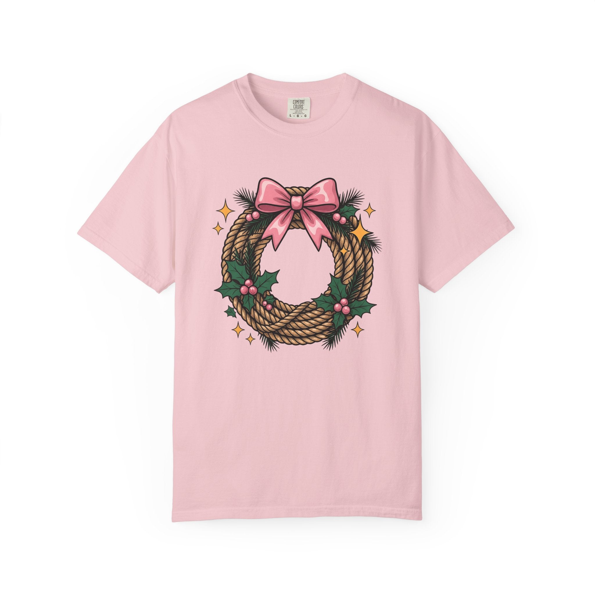 Cord Wreath Shirt Cowgirl Festive Gift Women Hand Drawn Tee Wreath T-Shirt Rodeo Fan Illustrated Graphic Classic Rose Bow Tshirt