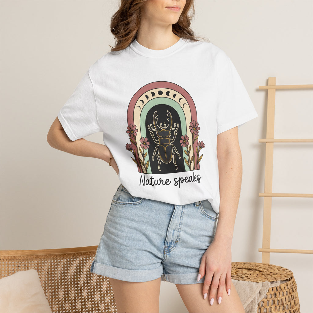 Beetle Illustration Shirt Boho Chic Outdoors Gift Women Hippie Tee Bug T-Shirt Bohemian Fan Psychedelic Tshirt Nature Graphic Retro Garden