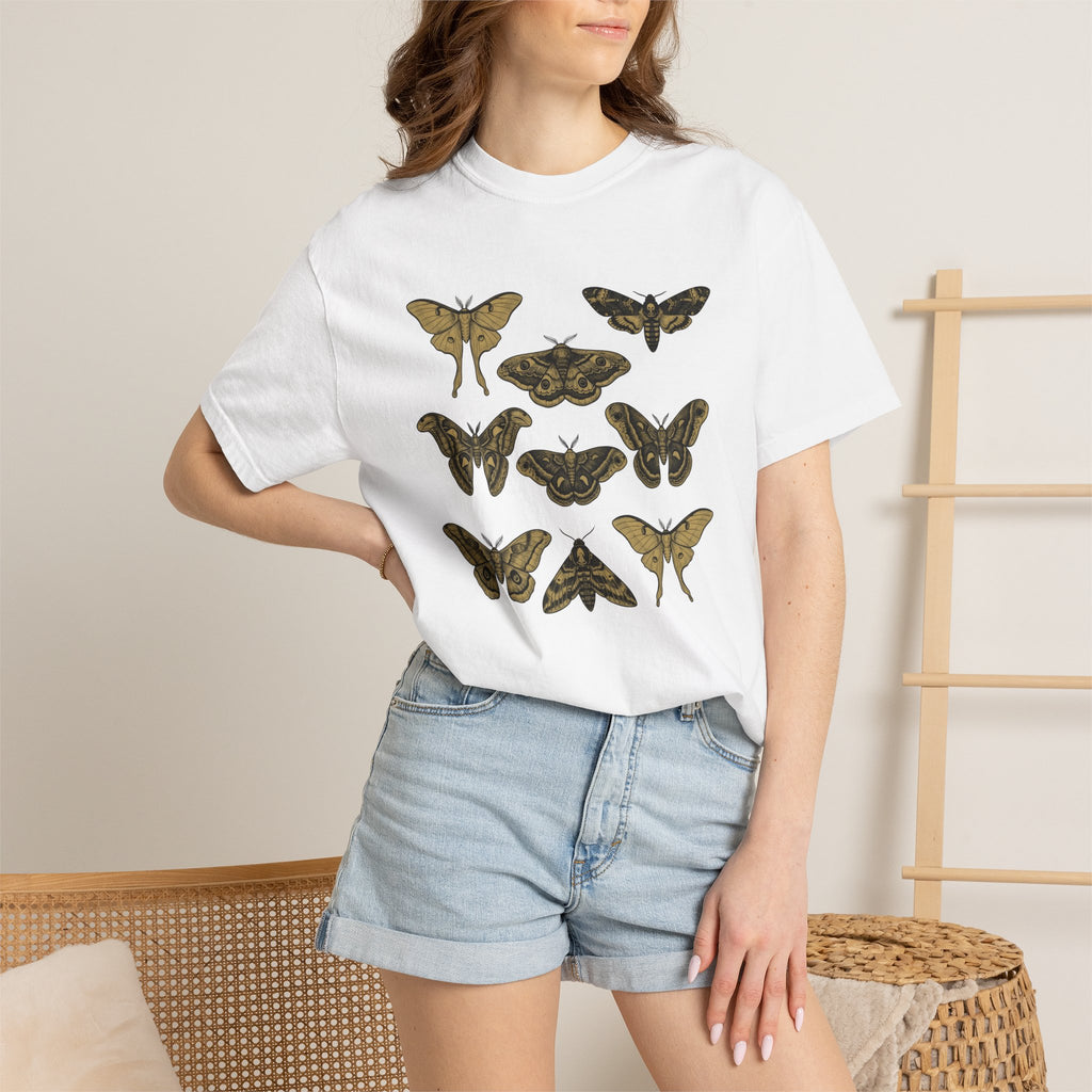 Moth Design Shirt Animals Environment Gift Women Sketch Tee Moth T-Shirt Wildlife Fan Insect Tshirt Eco Graphic Cartoon Butterfly Tshirt