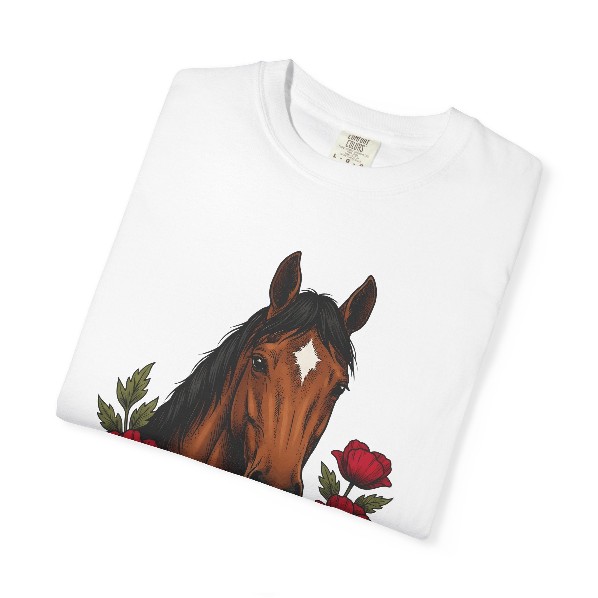 Horse Blossom Shirt Boho Chic Creature Gift Women Tribal Tee Mare T-Shirt Bohemian Fan Ethnic Tshirt Beast Graphic Hand Drawn Poppy Petal
