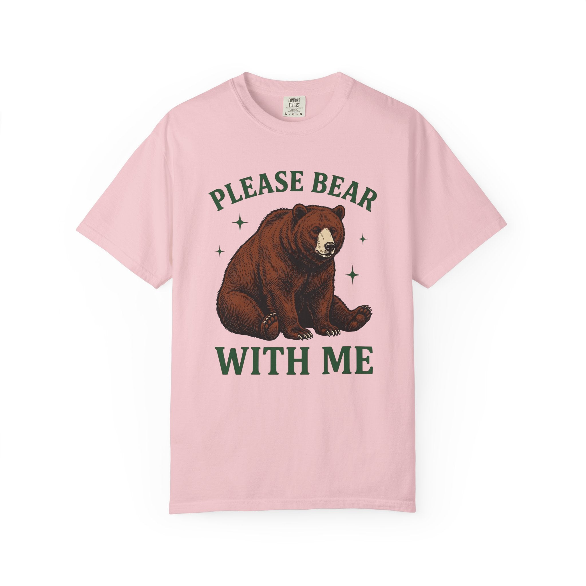 Brown Bear Shirt Funny Nature Gift Women Hand Drawn Tee Grizzly T-Shirt Humor Fan Illustrated Tshirt Wildlife Graphic Line Art Stars Tshirt