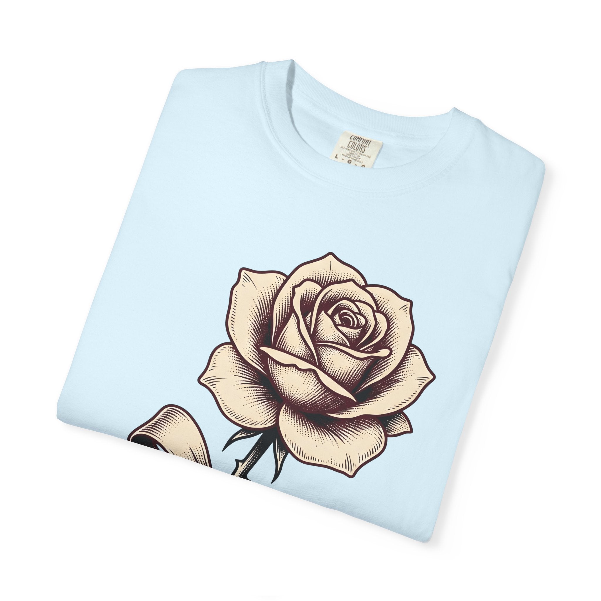 Rose Blossom Shirt Floral Nature Gift Women Antique Tee Flower T-Shirt Botanical Enthusiast Vintage Tshirt Wilderness Graphic Outline Tie