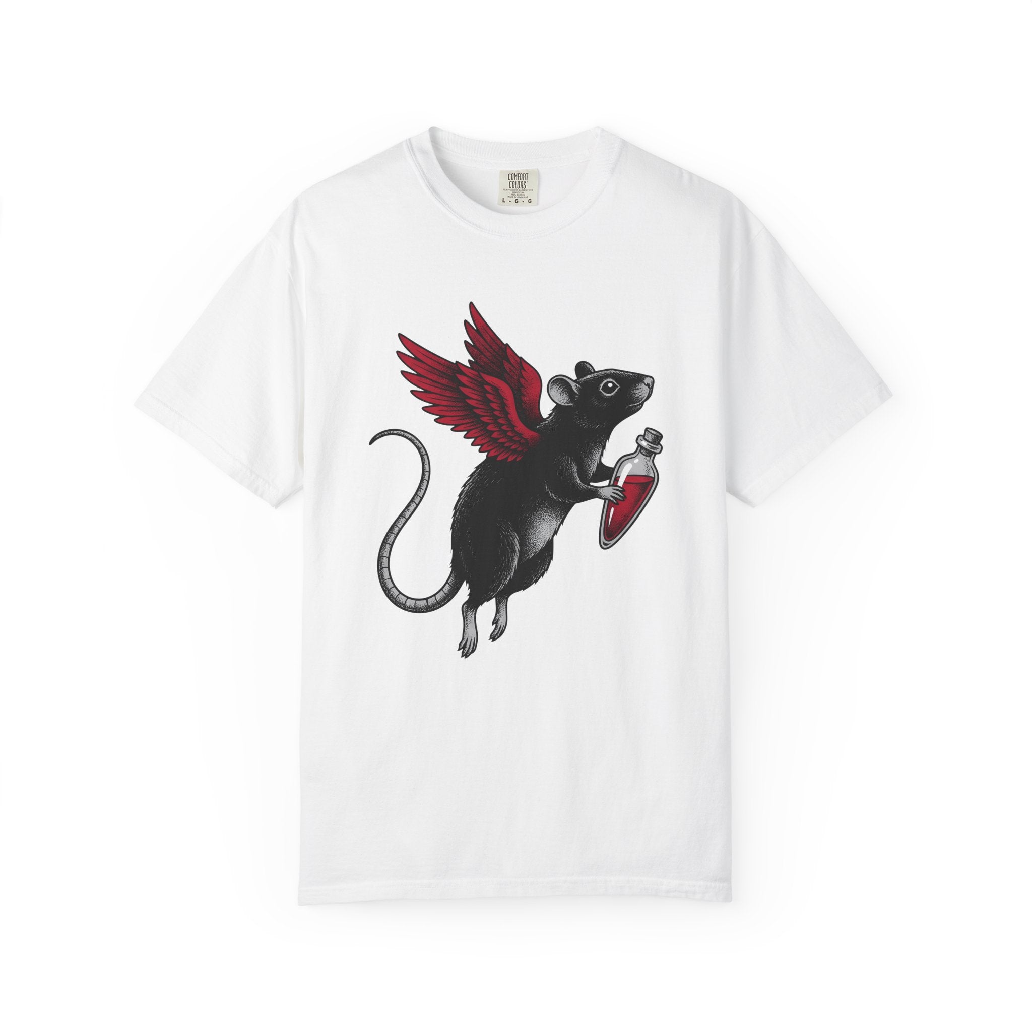 Bat Rat Shirt St. Valentine's Day Dark Gift Women Sketch Tee Rodent T-Shirt Valentine Fan Illustrated Tshirt Gothic Graphic Hand Drawn Magic