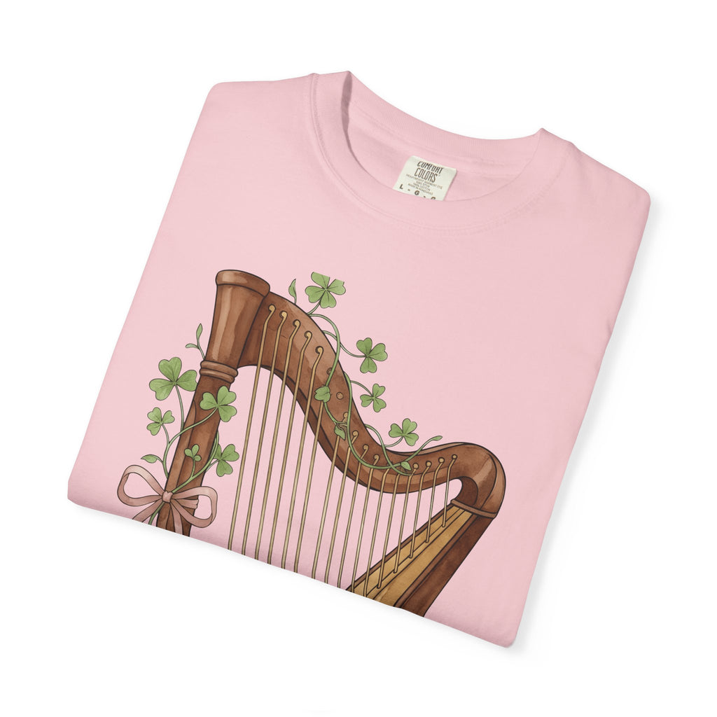 Harp Illustration Shirt St Patrick's Day Celtic Gift Women Watercolor Tee Lyre T-Shirt Irish Fan Watercolour Tshirt Gaelic Graphic Sketch