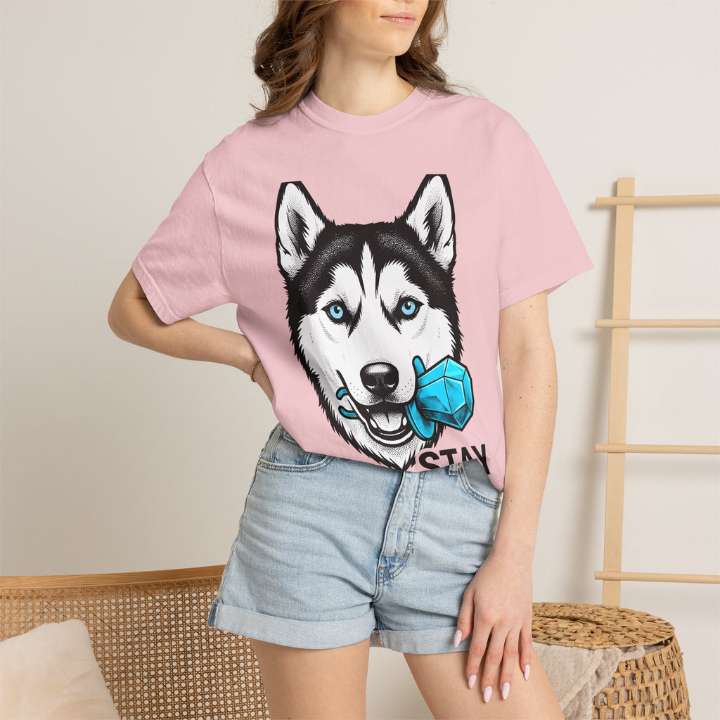 Husky Puppy Shirt Dog Wildlife Gift Women Old School Tee Siberian Husky T-Shirt Dog Fan Vintage Tshirt Wildlife Graphic Retro Frozen Block