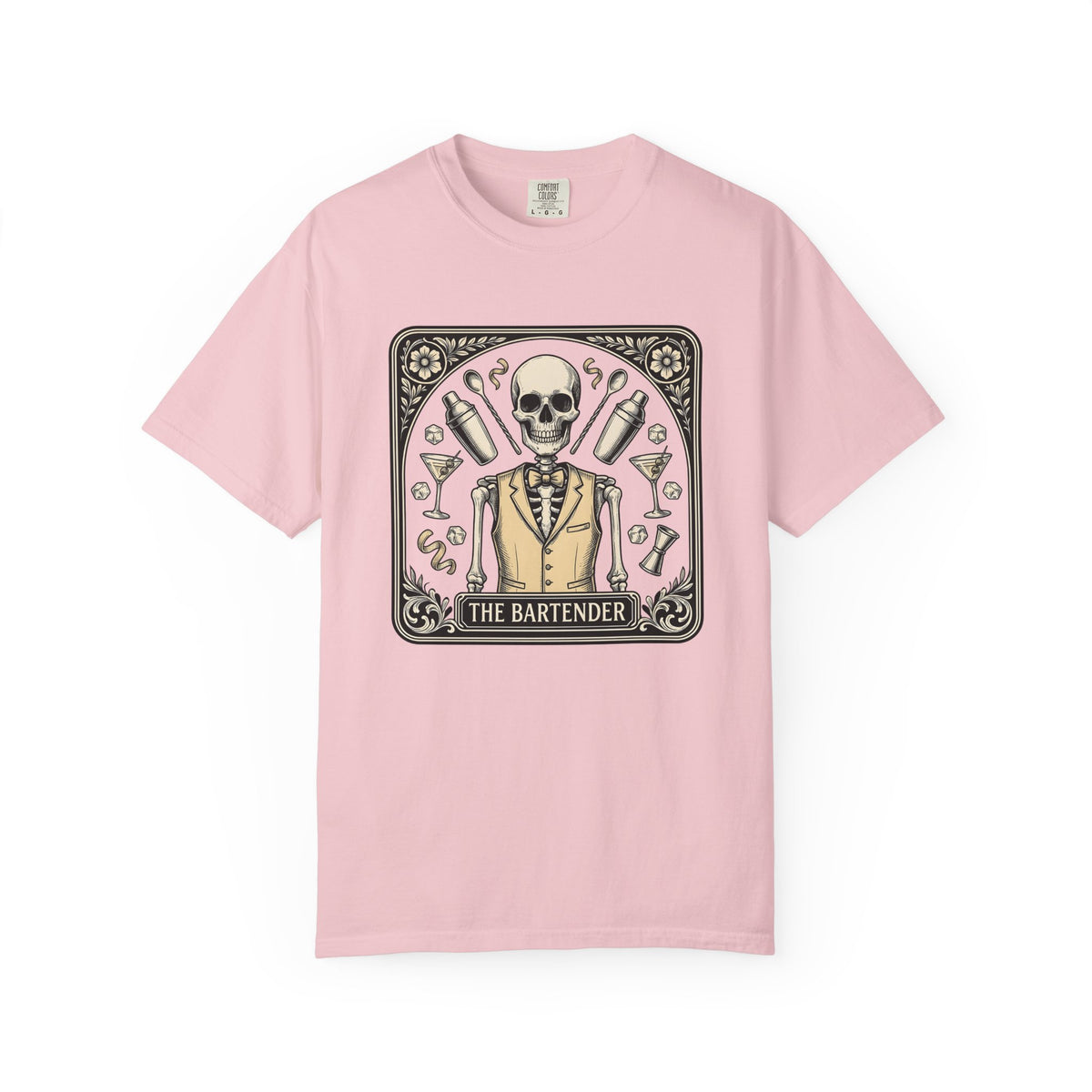 Skeleton Bartender Shirt Bartender Dark Gift Women Hand Drawn Tee Skull T-Shirt Mixologist Fan Bone Tshirt Gothic Graphic Cartoon Cocktail