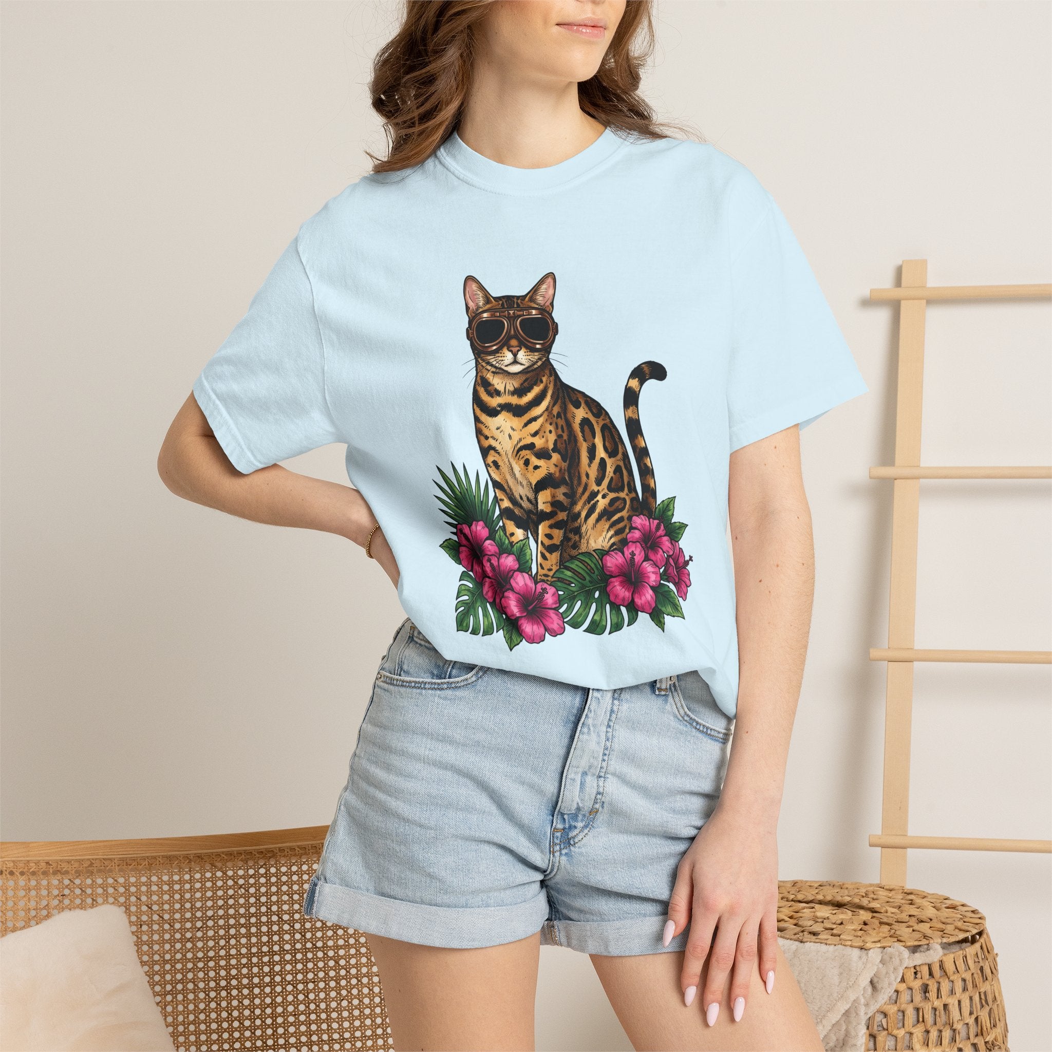 Bengal Kitten Shirt Cat Paradise Gift Women Bohemian Tee Kitten T-Shirt Cat Fan Boho Tshirt Utopia Graphic Retro Tropical Flowers Tshirt