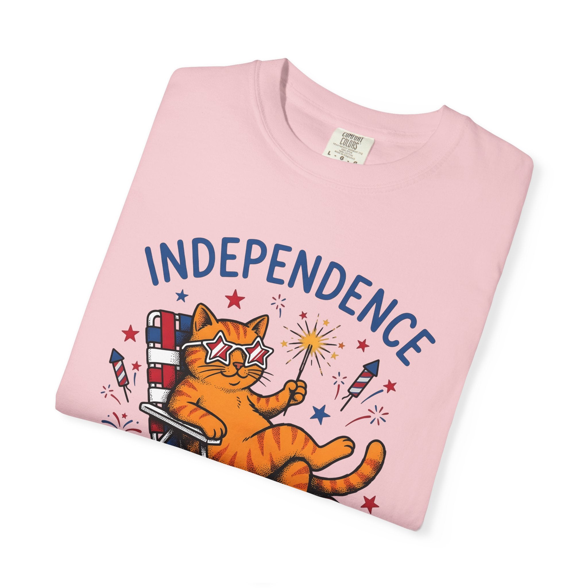 Flag Cat Shirt 4th Of July Animal Gift Women Hand Drawn Tee Kitty T-Shirt Patriot Fan Illustrated Tshirt Creatures Graphic Sketch