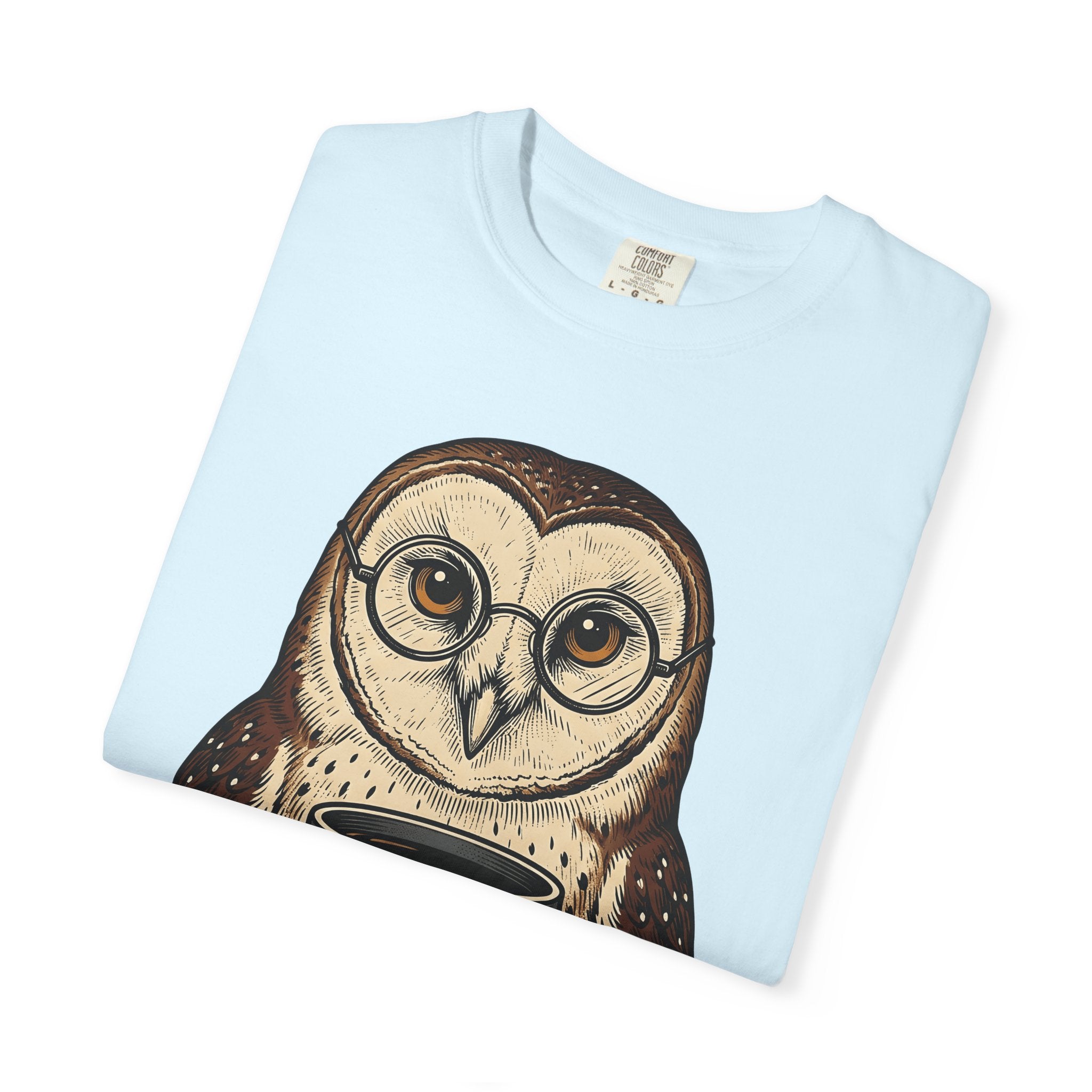 Owl Tea Cup Shirt Tea Animal Gift Women Vintage Tee Teacup T-Shirt Tea Fan Retro Tshirt Wildlife Graphic Hand Drawn Glasses Tshirt
