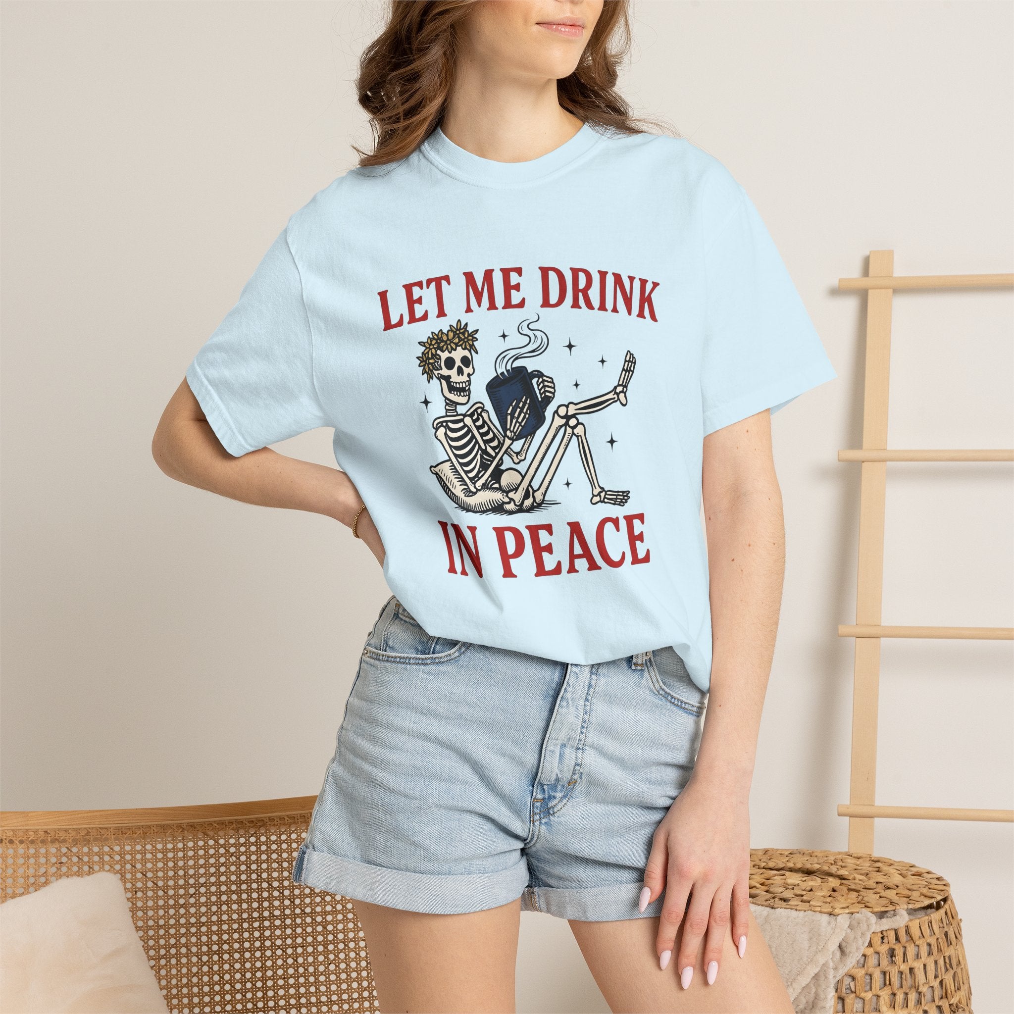 Skull Coffee Cup Shirt Funny Cappuccino Gift Women Cartoon Tee Coffee Mug T-Shirt Humor Fan Comic Tshirt Coffee Illustration Hand Drawn