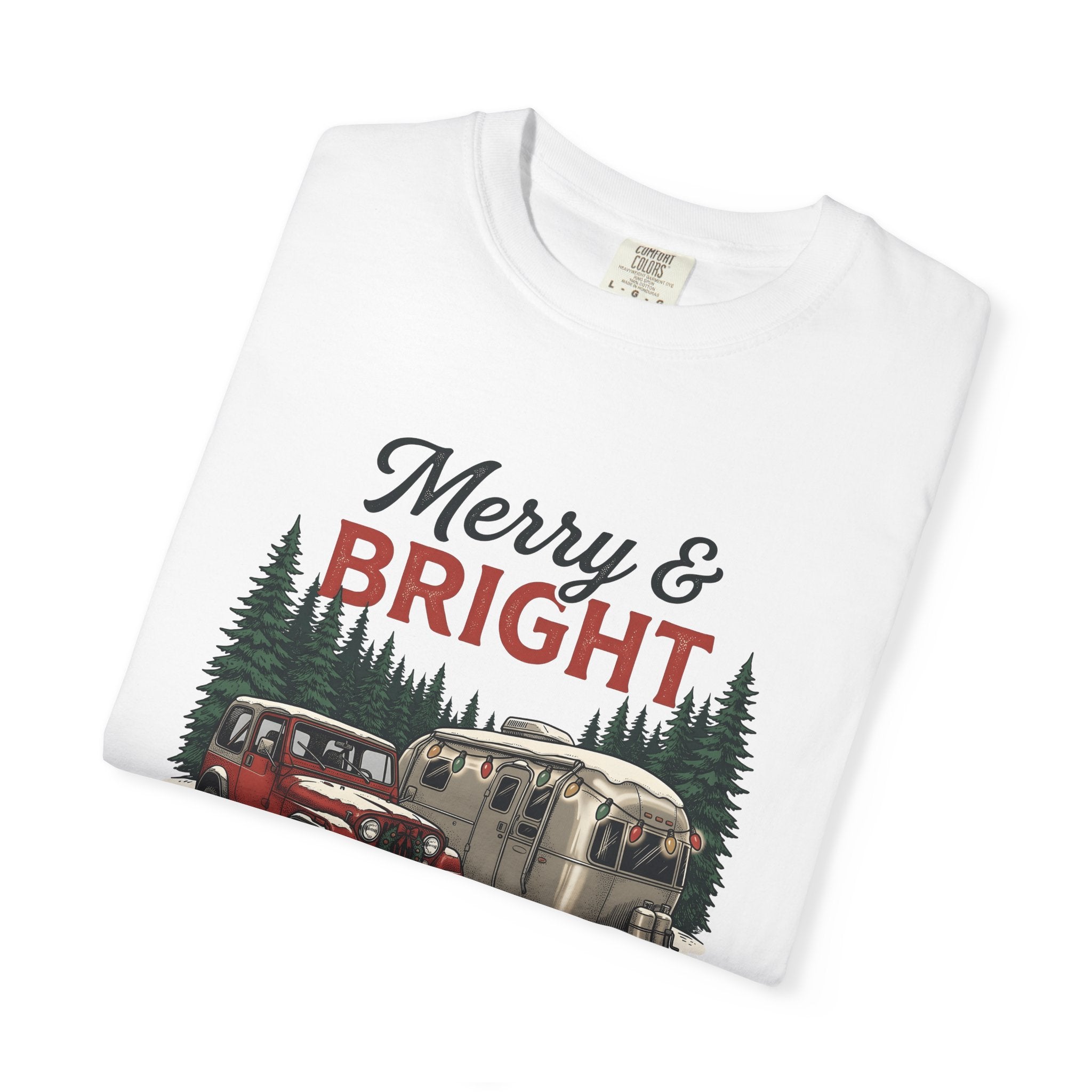 Camper Van Shirt Christmas Camping Gift Women Vintage Tee Motorhome T-Shirt Holiday Fan Retro Tshirt Outdoor Graphic Hand Drawn Christmas