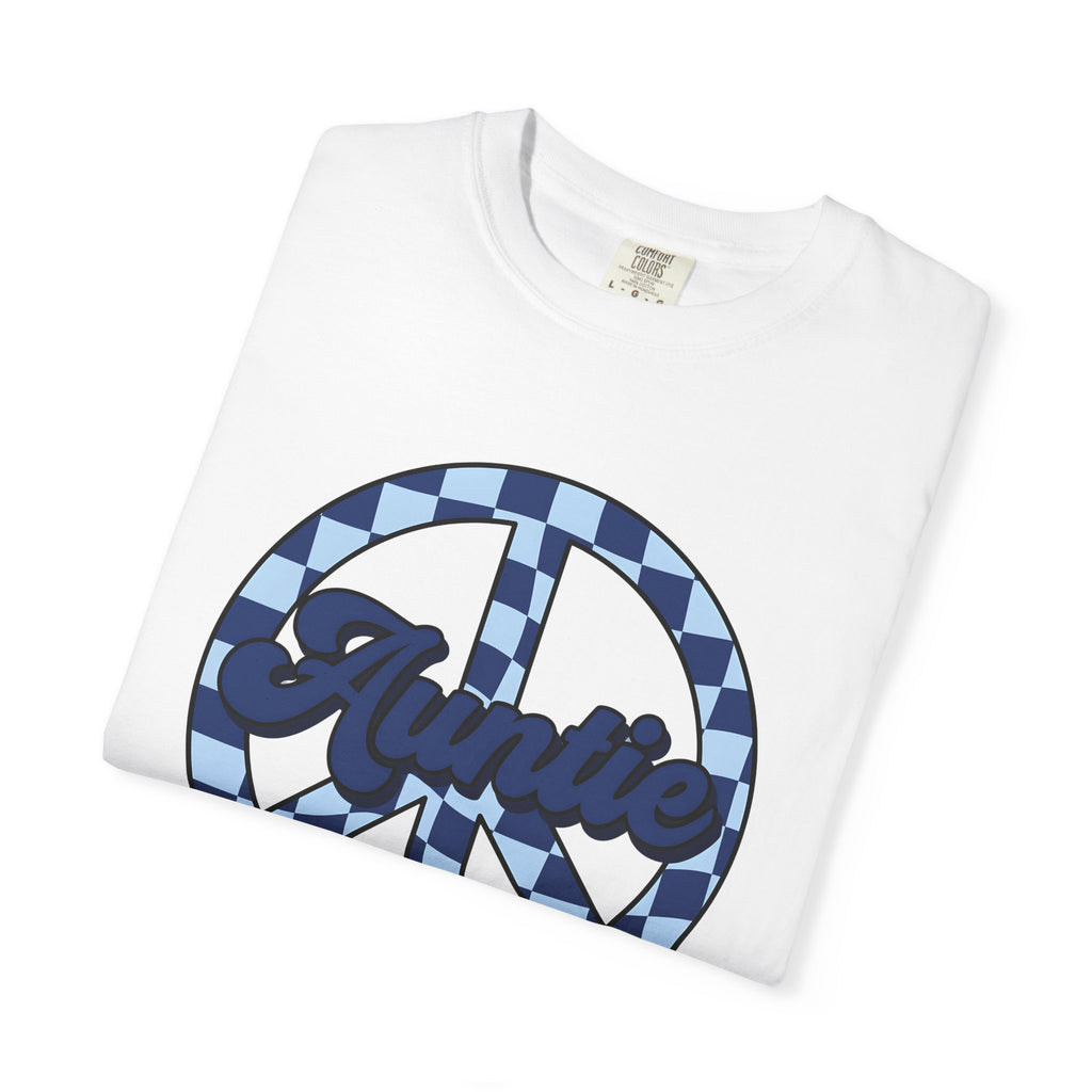 Peace Symbol Shirt Aunt Relatives Gift Women Vintage Tee Pacifist T-Shirt Auntie Fan Retro Tshirt Family Graphic Hand Drawn Checkerboard