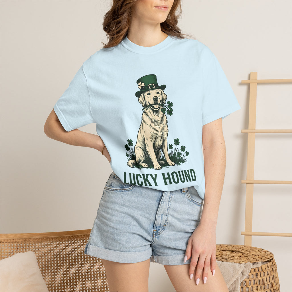 Golden Retriever Shirt St Patrick's Day Dog Gift Women Vintage Tee Retriever T-Shirt Luck Fan Retro Tshirt Dog Graphic Hand Drawn Shamrock