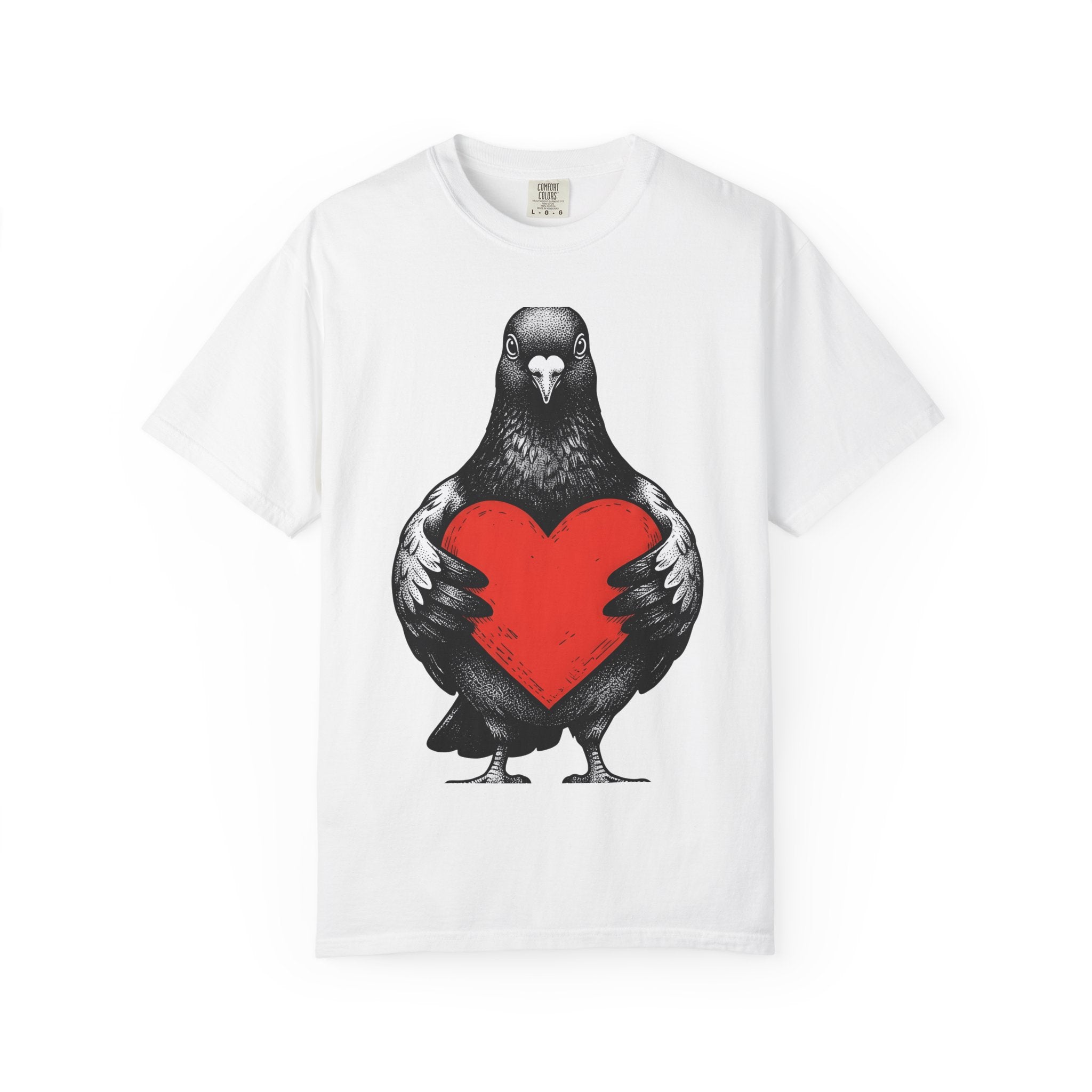 Dove Heart Shirt Animals Holiday Gift Women Sketch Tee Heart T-Shirt Creature Fan Pigeon Tshirt Christmas Graphic Retro Romance Tshirt