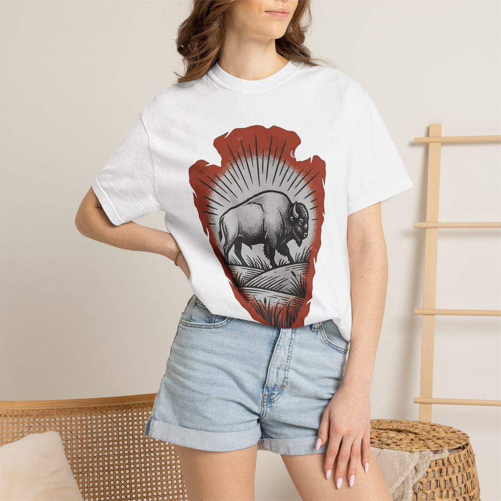 Buffalo Design Shirt Animal Wilderness Gift Women Retro Tee Bison T-Shirt Wildlife Fan Bison Graphic Tshirt Sketch Spearhead Tshirt