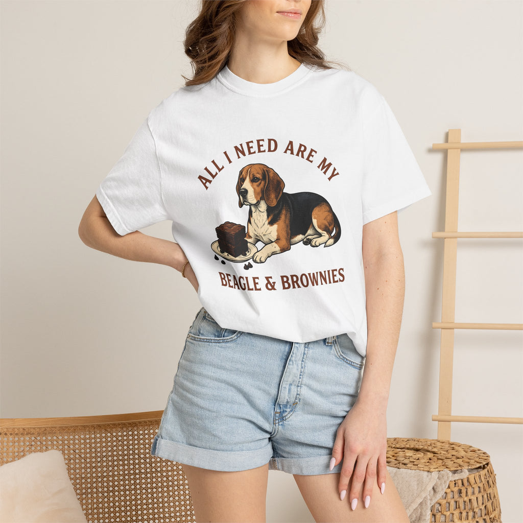 Beagle Dog Shirt Dog Dessert Gift Women Vintage Tee Hound T-Shirt Dog Fan Retro Tshirt Pastry Graphic Hand Drawn Brownies Tshirt