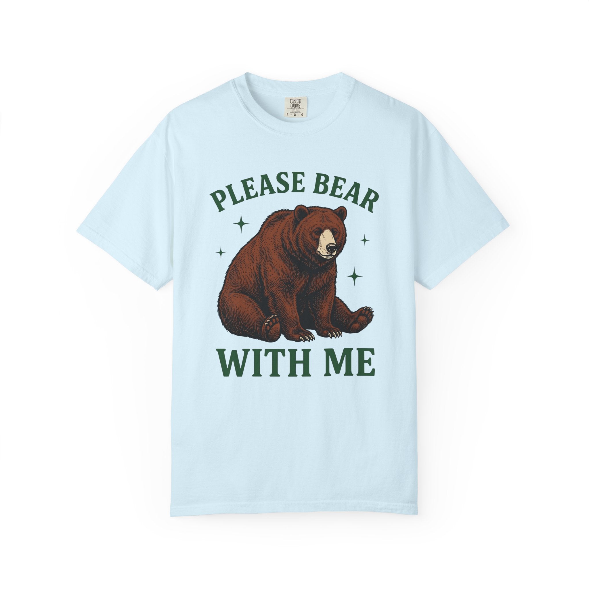 Brown Bear Shirt Funny Nature Gift Women Hand Drawn Tee Grizzly T-Shirt Humor Fan Illustrated Tshirt Wildlife Graphic Line Art Stars Tshirt