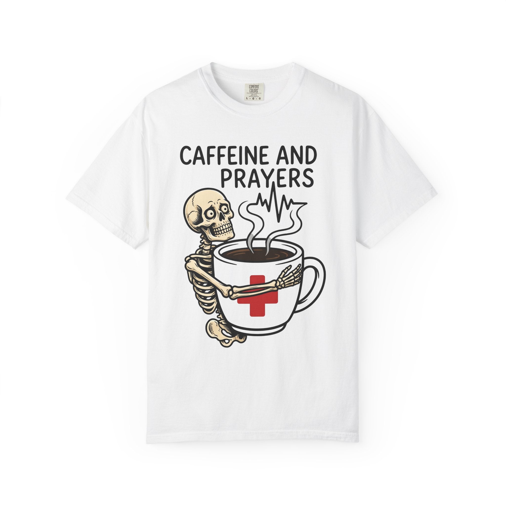 Skeleton Coffee Cup Shirt Nurses Coffee Gift Women Cartoon Tee Coffee Mug T-Shirt Nurse Enthusiast Comic Tshirt Caffeine Graphic Retro