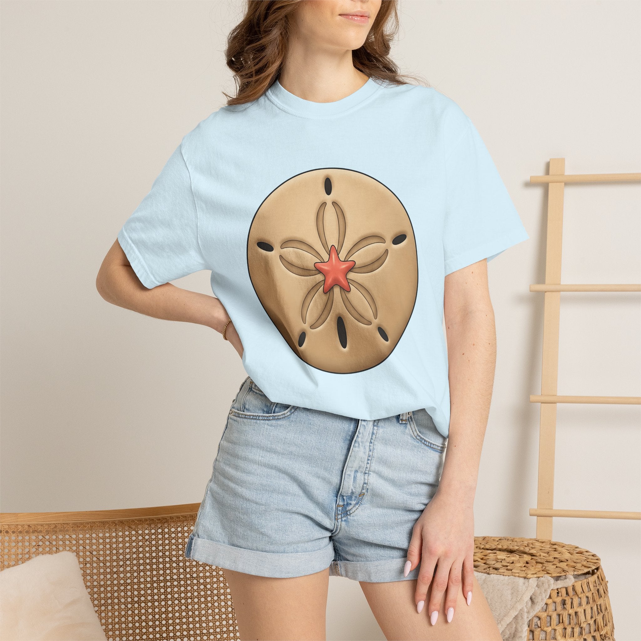 Sand Dollar Shirt Beach Marine Gift Women Line Art Tee Sea Dollar T-Shirt Coast Fan Oceanic Tshirt Ethnic Graphic Ethnic Starfish Tshirt