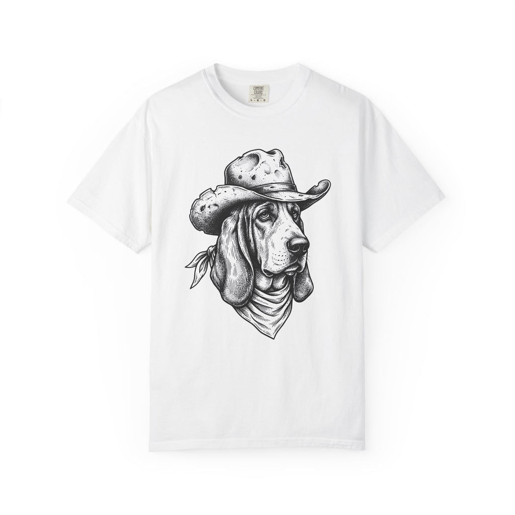 Basset Hound Western Shirt Dog Cowboys Gift Women Sketch Tee Hound T-Shirt Dog Fan Drawing Graphic Tshirt Retro Neckerchief Tshirt