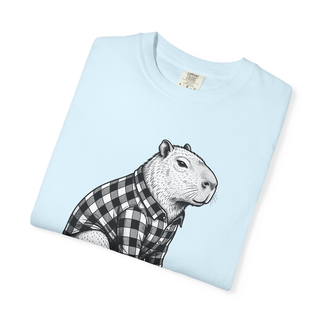Capybara Skateboard Shirt Animals Comedy Gift Women Doodle Tee Rodent T-Shirt Wildlife Fan Cartoon Tshirt Humor Graphic Classic Plaid