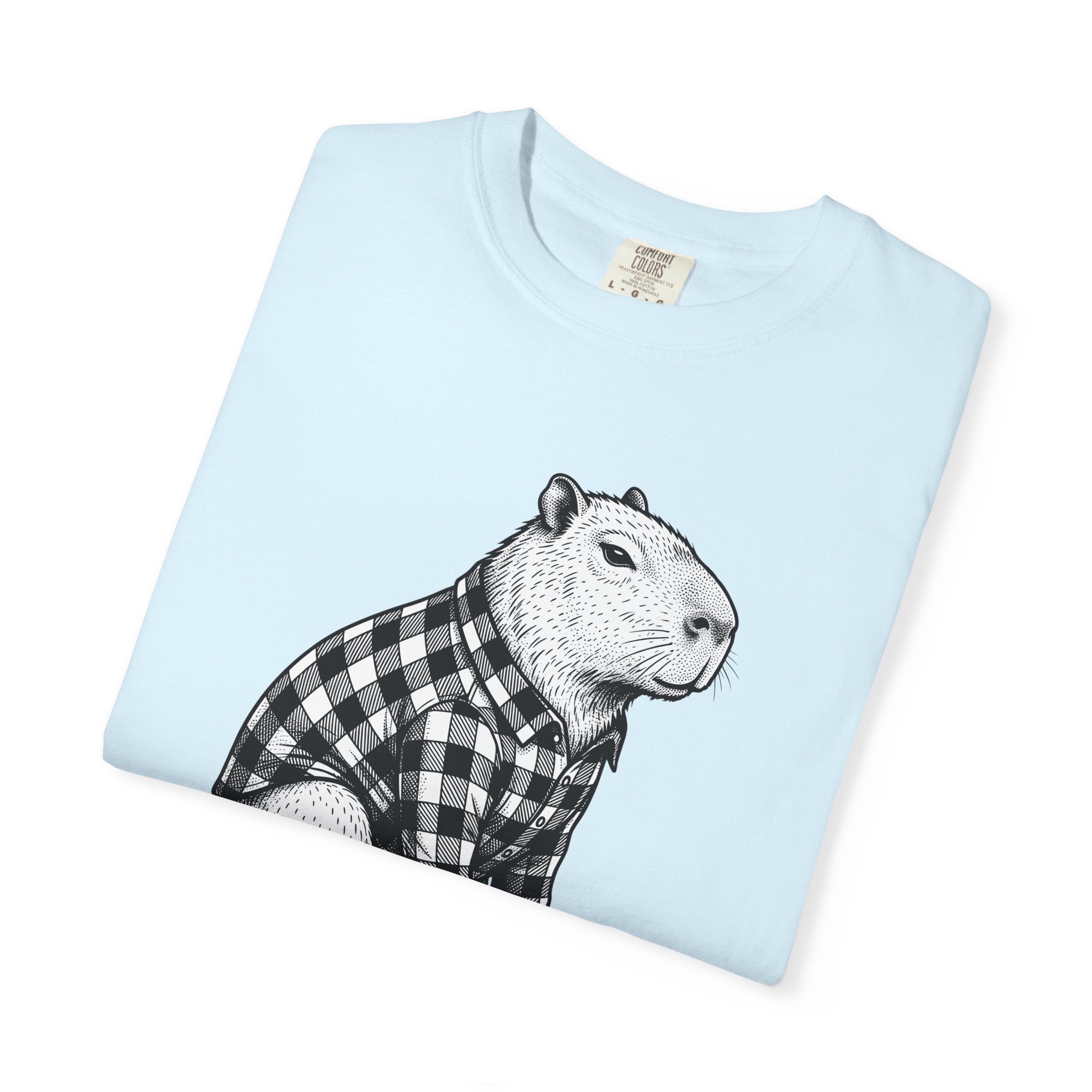 Capybara Skateboard Shirt Animals Comedy Gift Women Doodle Tee Rodent T-Shirt Wildlife Fan Cartoon Tshirt Humor Graphic Classic Plaid