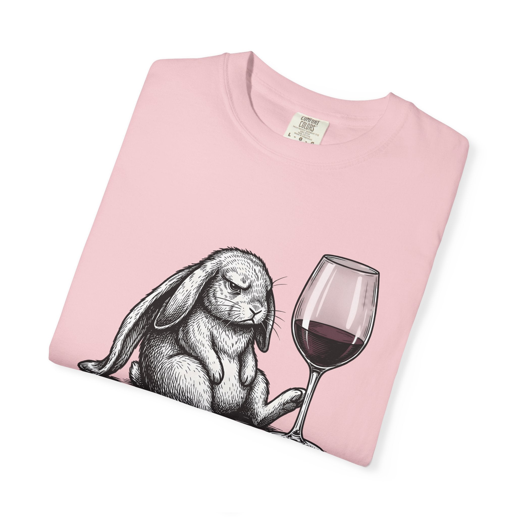 Hare Wine Shirt Funny Critter Gift Women Illustration Tee Wine T-Shirt Humor Fan Vintage Tshirt Animal Graphic Hand Drawn Glassware Tshirt