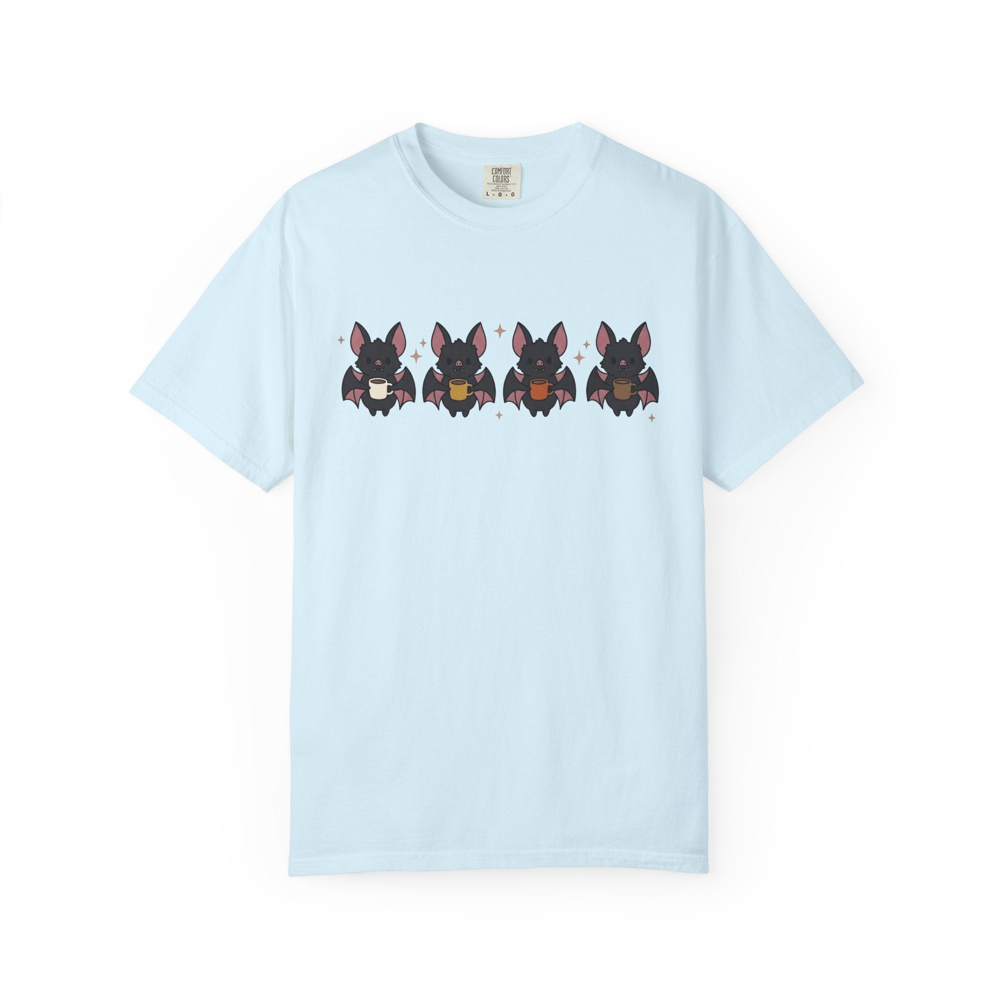 Bat Coffee Shirt Halloween Coffee Gift Women Kawaii Tee Coffee T-Shirt Horror Fan Cute Tshirt Java Graphic Cartoon Stars Tshirt