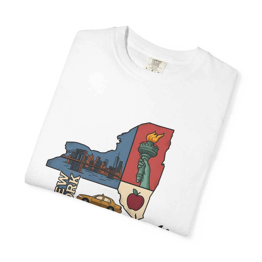 Manhattan Map Shirt New Yorker Vacation Gift Women Classic Tee Map T-Shirt Big Apple Fan Vintage Tshirt Travel Graphic Doodle Yellow Cab