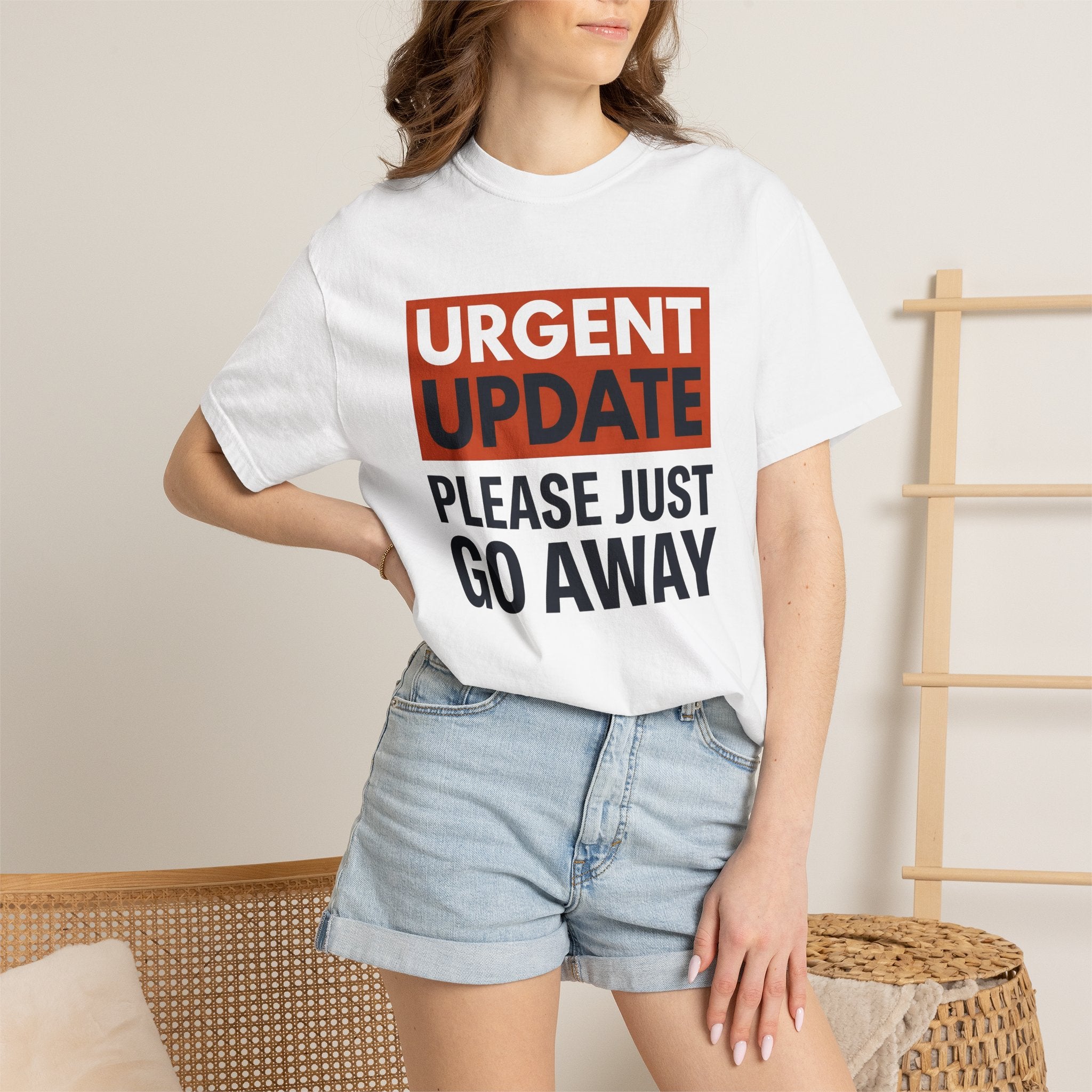 Bold Type Graphic Shirt Funny Desk Gift Women Humorous Tee Typography T-Shirt Comedy Fan Graphic Design Illustration Sleek Block Arrangement