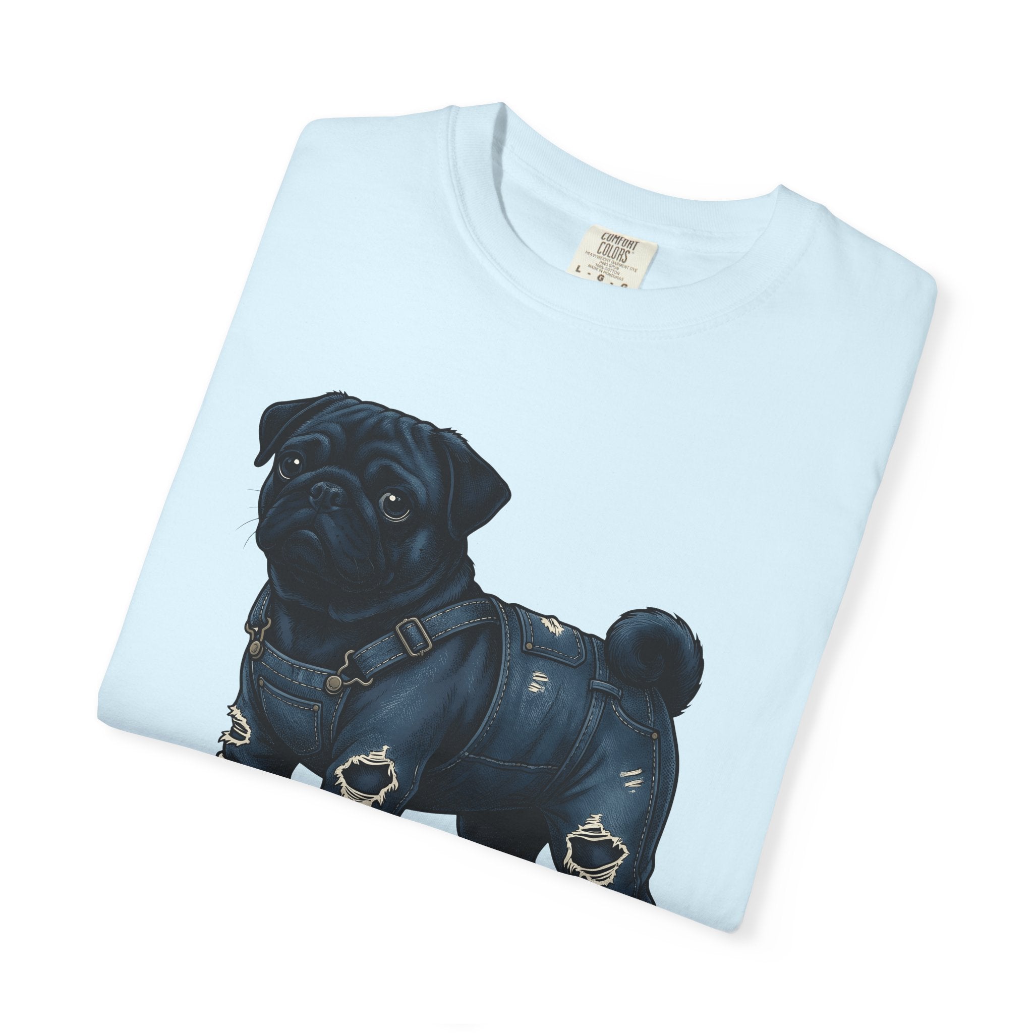 Pug Dog Shirt Dog Fashion Gift Women Hand Drawn Tee Poodle T-Shirt Dog Fan Illustrated Tshirt Style Graphic Vintage Denim Overalls Tshirt