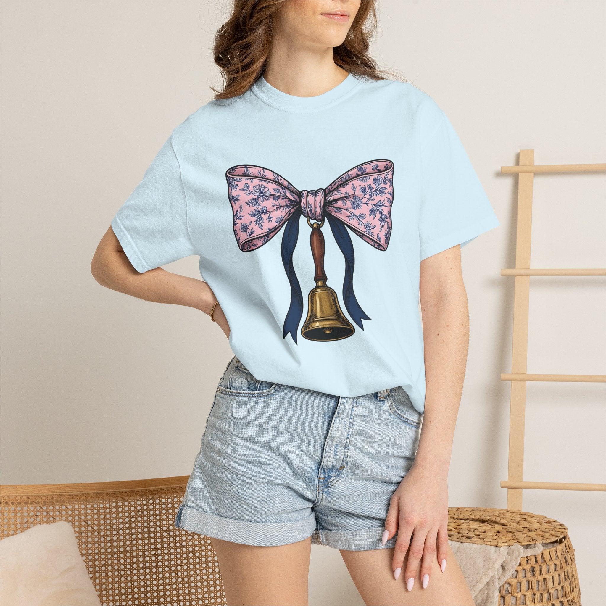 School Chime Shirt Teachers Garden Gift Women Antique Tee Bell T-Shirt Educator Enthusiast Vintage Tshirt Yard Graphic Pencil Drawing