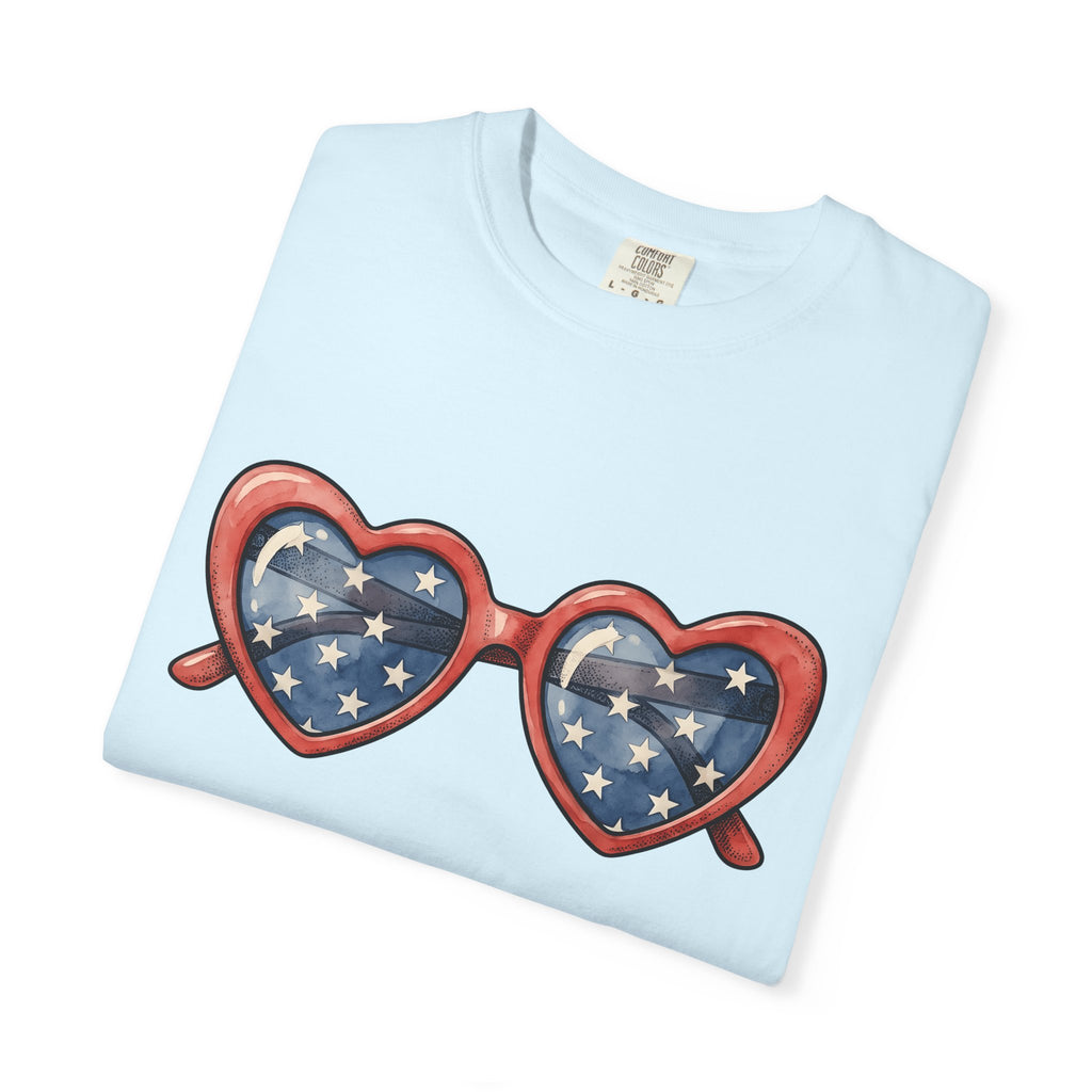 Heart Eyeglasses Shirt 4th Of July Freedom Gift Women Brush Stroke Tee Spectacles T-Shirt Patriot Fan Painted Tshirt Liberty Graphic Classic