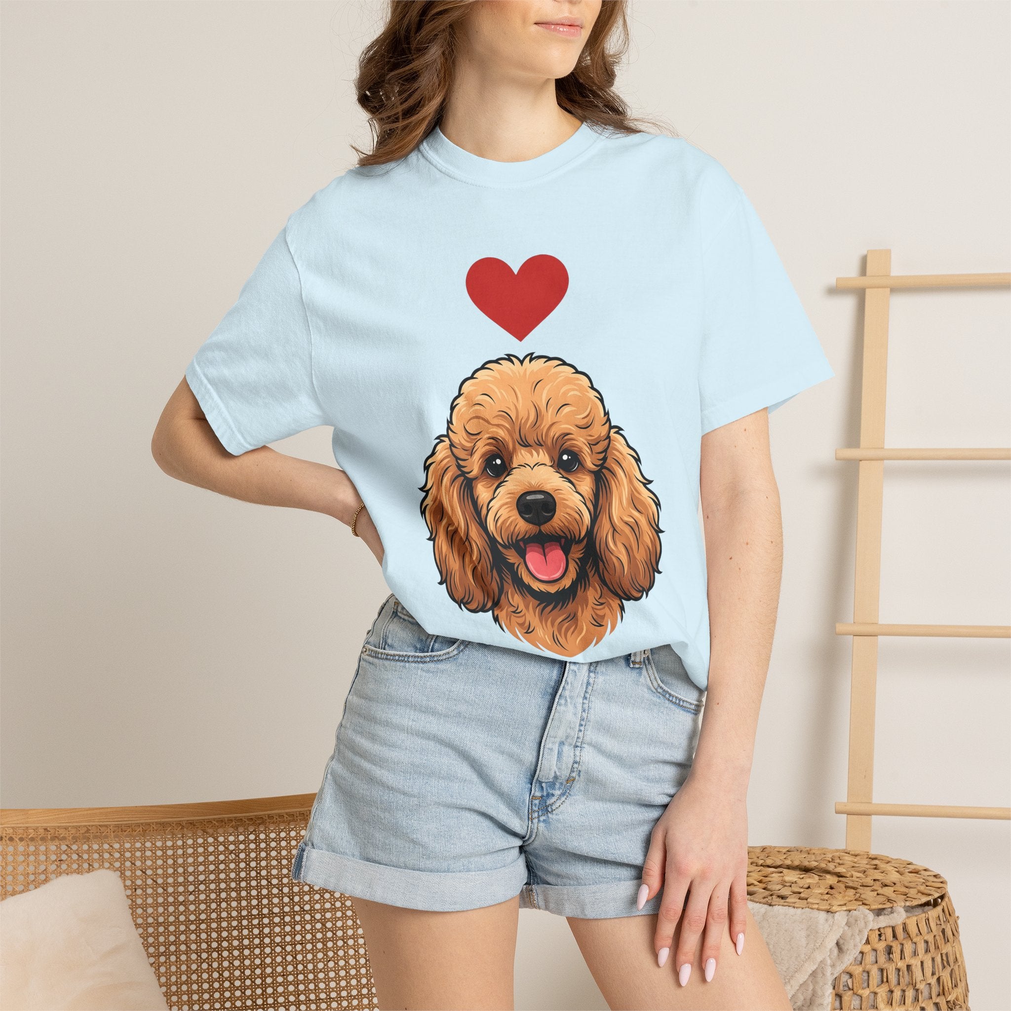 Poodle Puppy Shirt Dog Pet Gift Women Comic Tee Puppy T-Shirt Dog Fan Canine Tshirt Pet Illustration Vintage Love Symbol Tshirt