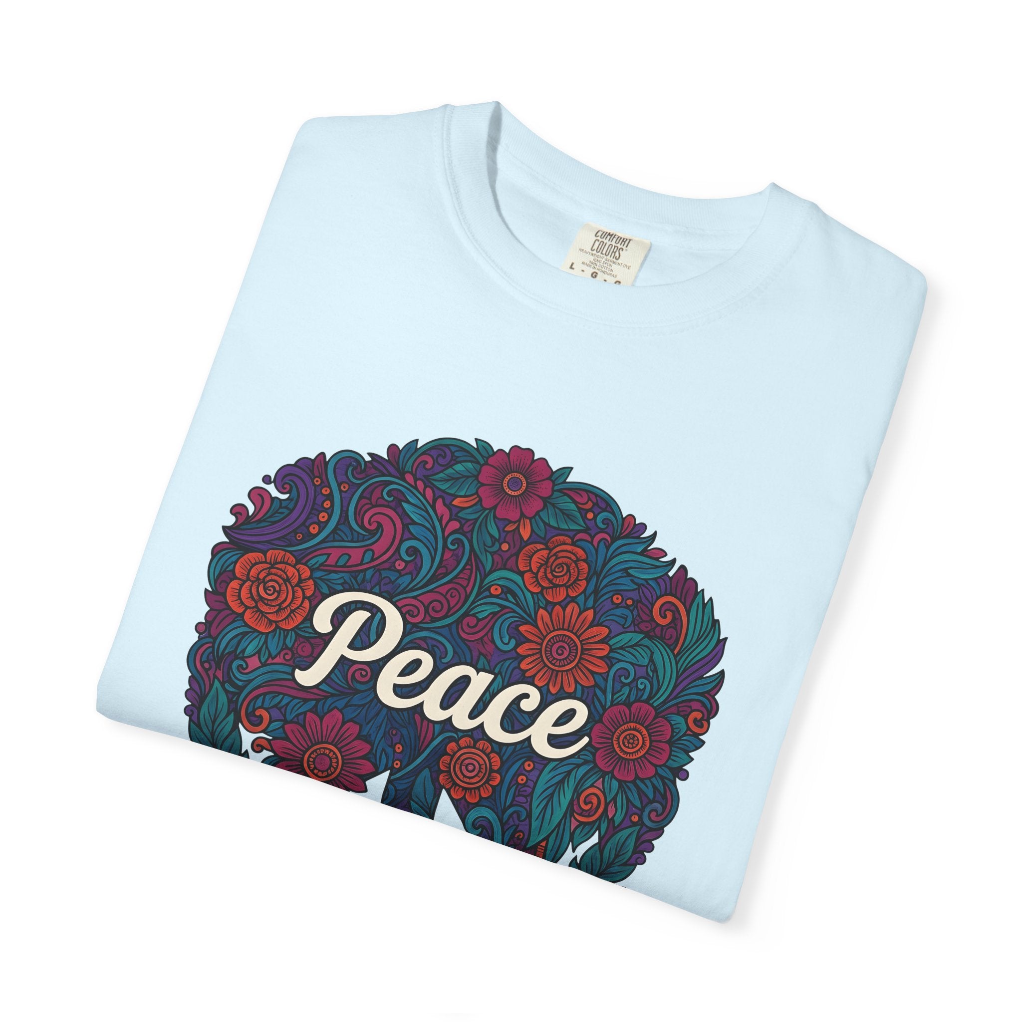Peace Sign Floral Shirt Hippie Festival Gift Women Boho Tee Peace Symbol T-Shirt Bohemian Fan Hippie Chic Graphic Psychedelic Flowers Tshirt
