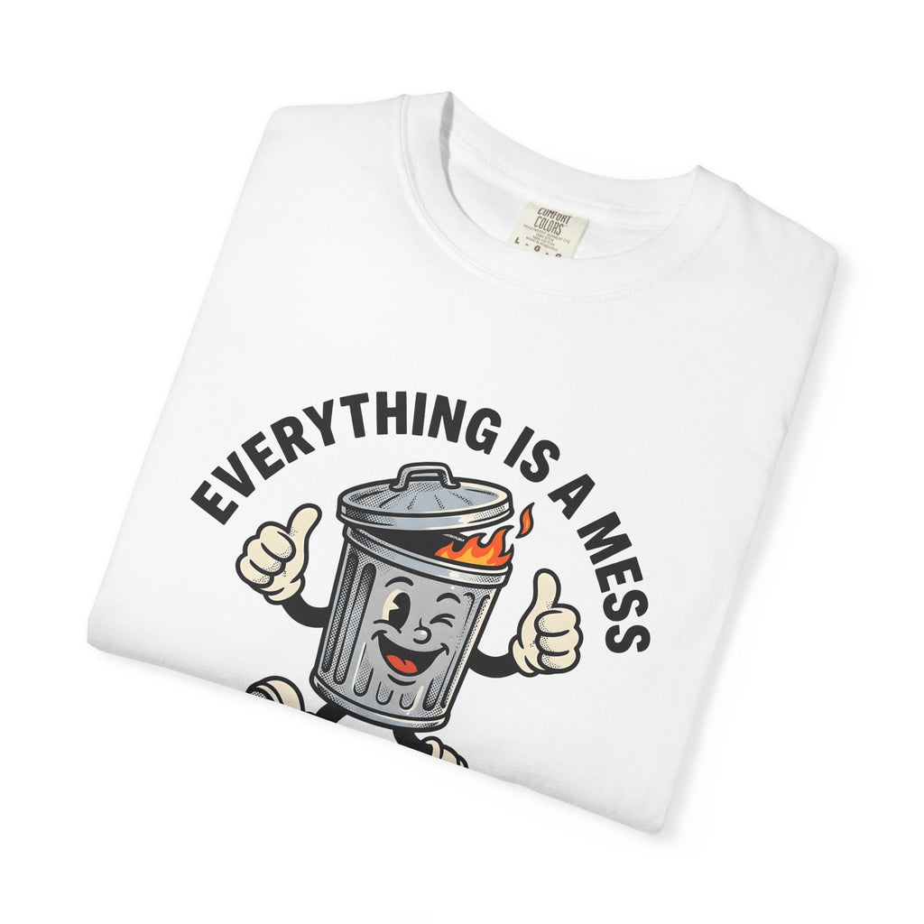 Garbage Bin Character Shirt Cute Jokes Gift Women Comic Tee Trash Can T-Shirt Funny Fan Cartoon Tshirt Humor Graphic Retro Flames Tshirt