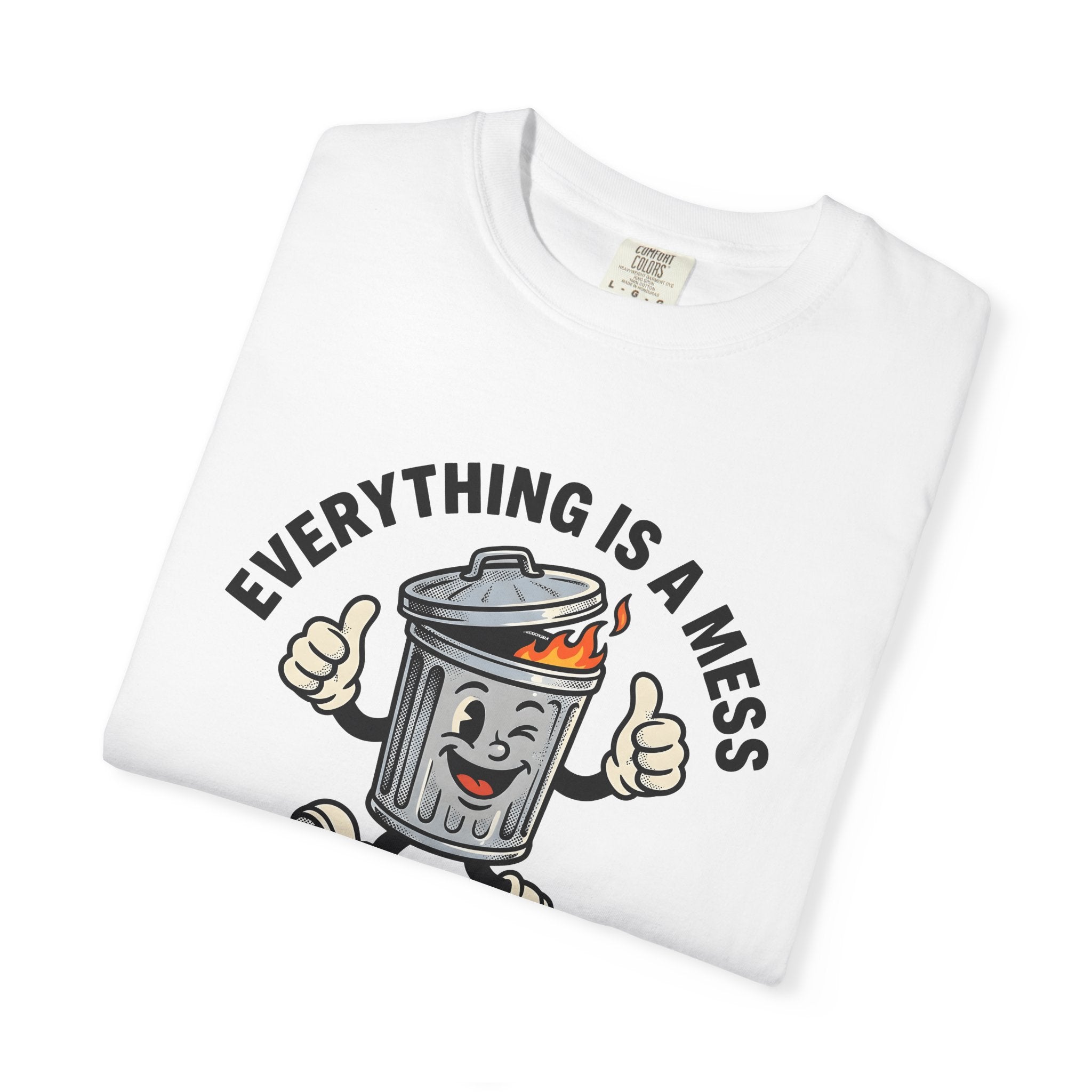 Garbage Bin Character Shirt Cute Jokes Gift Women Comic Tee Trash Can T-Shirt Funny Fan Cartoon Tshirt Humor Graphic Retro Flames Tshirt