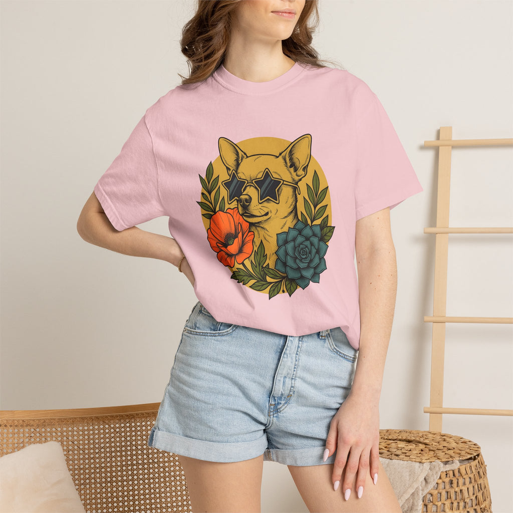 Chihuahua Pet Shirt Dog Garden Gift Women Tribal Tee Puppy T-Shirt Dog Fan Canine Tshirt Floral Graphic Classic Petals Tshirt