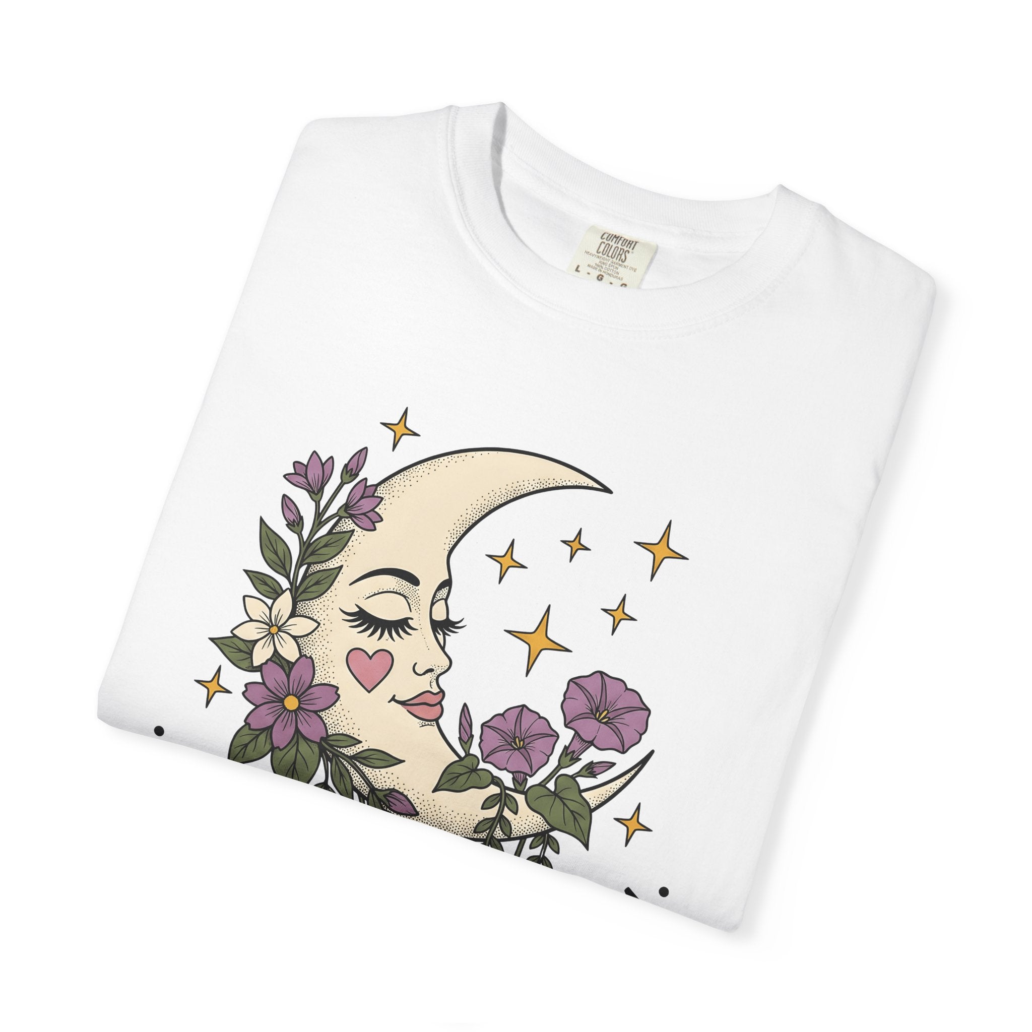 Moon Face Flower Shirt Boho Astrology Gift Women Hippie Tee Moonflower T-Shirt Bohemian Enthusiast Psychedelic Tshirt Zodiac Graphic Retro