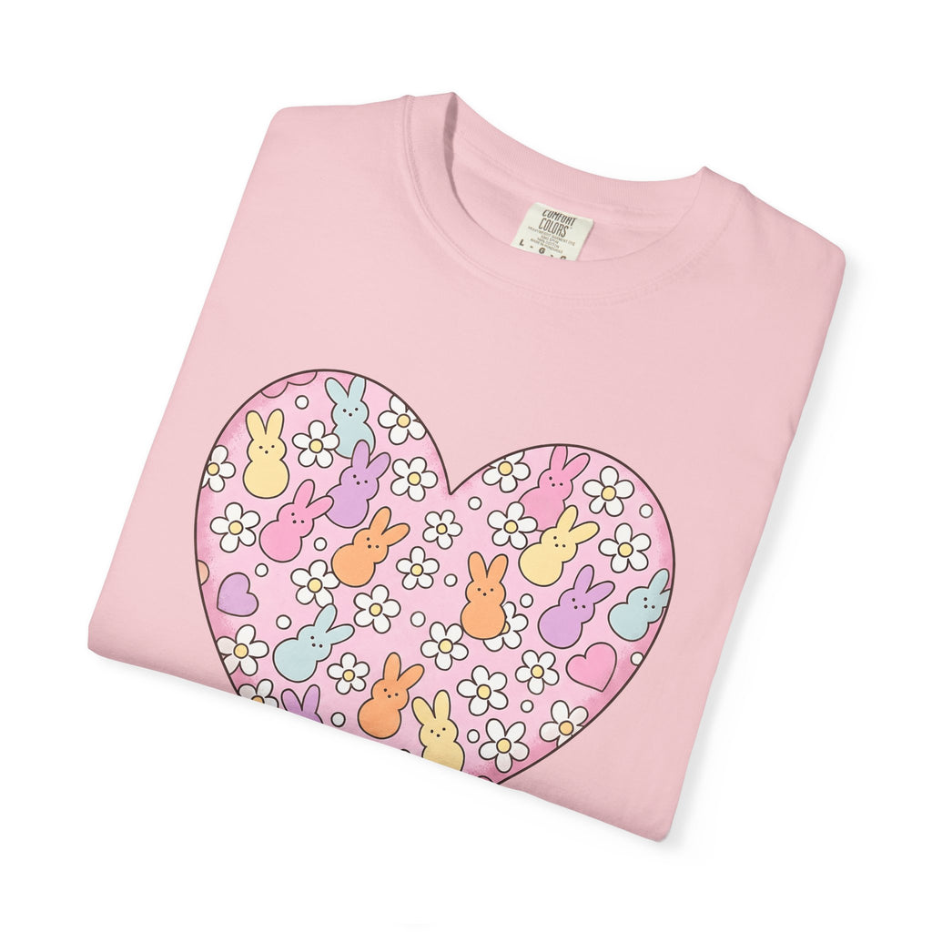 Pastel Rabbit Love Shirt Easter Outdoors Gift Women Line Art Tee Bunny T-Shirt Spring Fan Hand Drawn Tshirt Nature Graphic Sketch Daisy