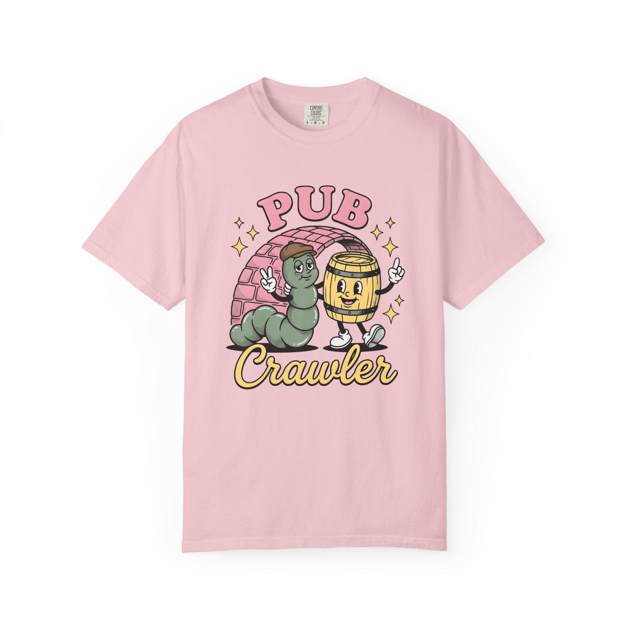 Cartoon Worm Barrel Shirt St Patrick's Day Beverages Gift Women Line Art Tee Worm T-Shirt Luck Fan Illustrated Tshirt Drink Design Cartoon