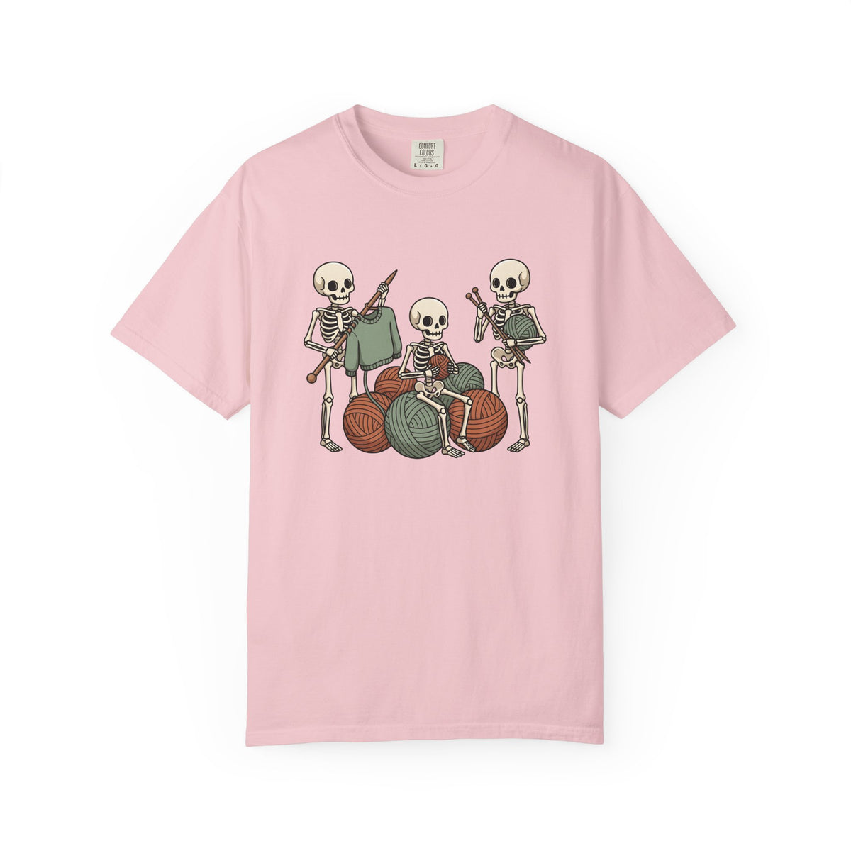 Skeleton Knitting Shirt Halloween Knitting Gift Women Cartoon Tee Bone Knitting T-Shirt Horror Fan Cartoonish Tshirt Knitting Design Hand