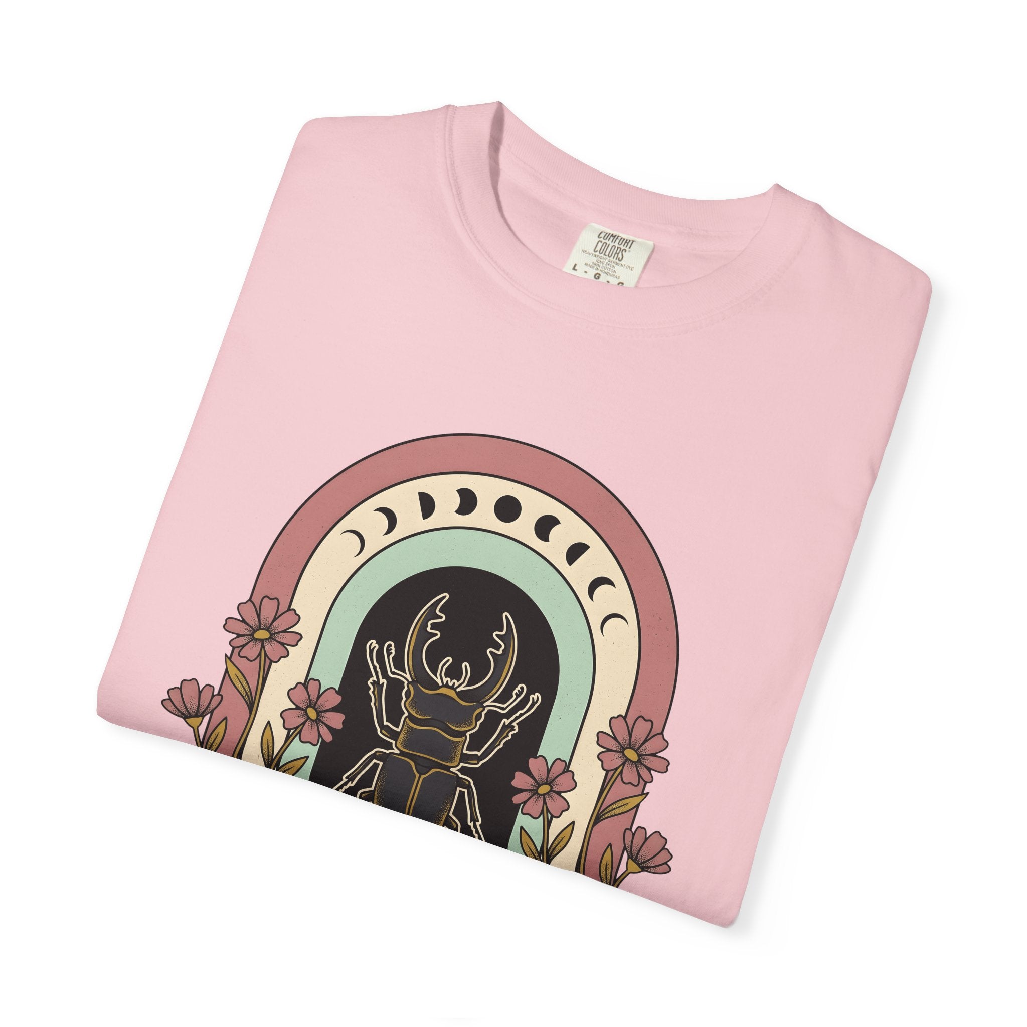 Beetle Illustration Shirt Boho Chic Outdoors Gift Women Hippie Tee Bug T-Shirt Bohemian Fan Psychedelic Tshirt Nature Graphic Retro Garden