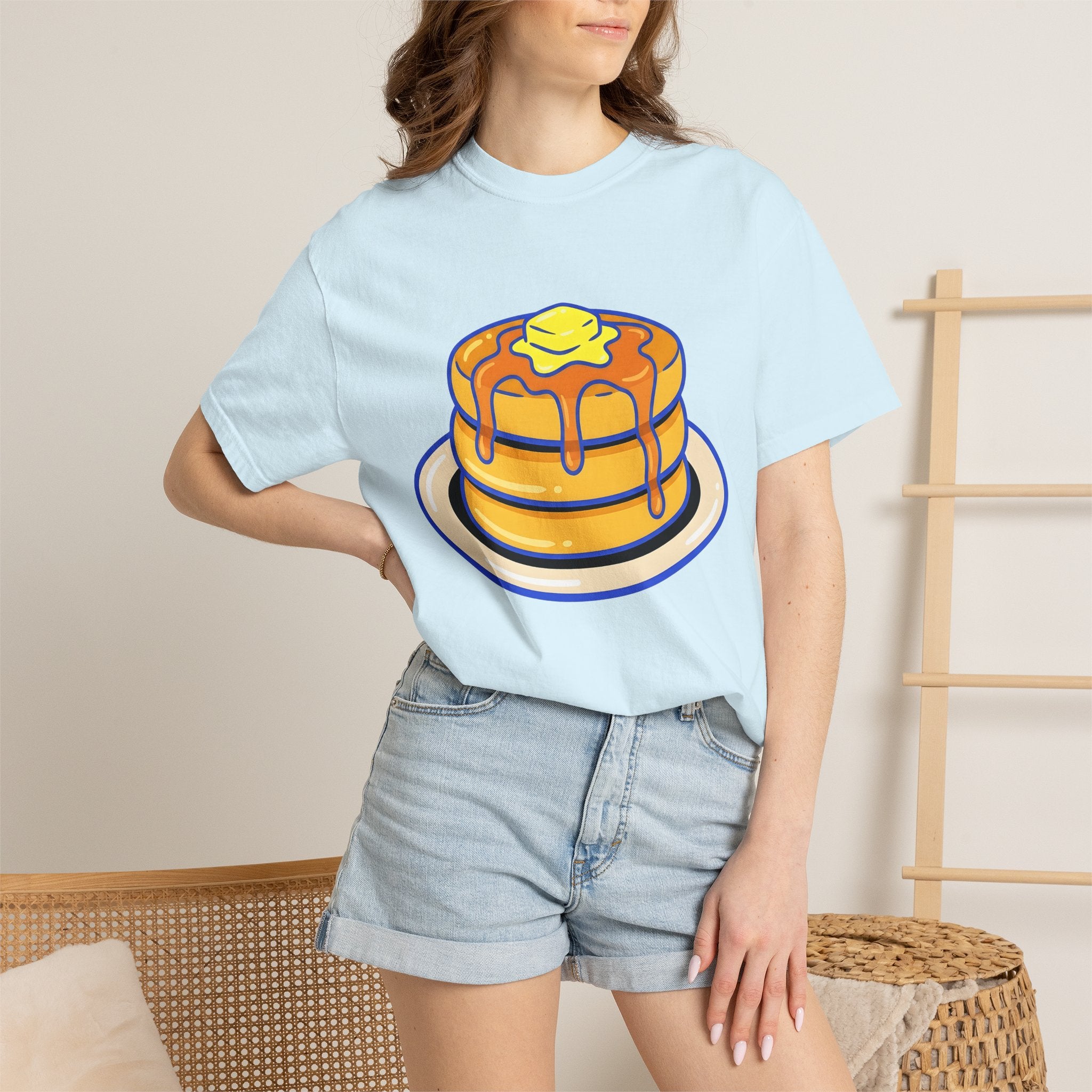 Pancake Stack Shirt Desserts Breakfast Gift Women Cartoon Tee Pancakes T-Shirt Sweets Fan Cute Tshirt Morning Graphic Retro Syrup Tshirt