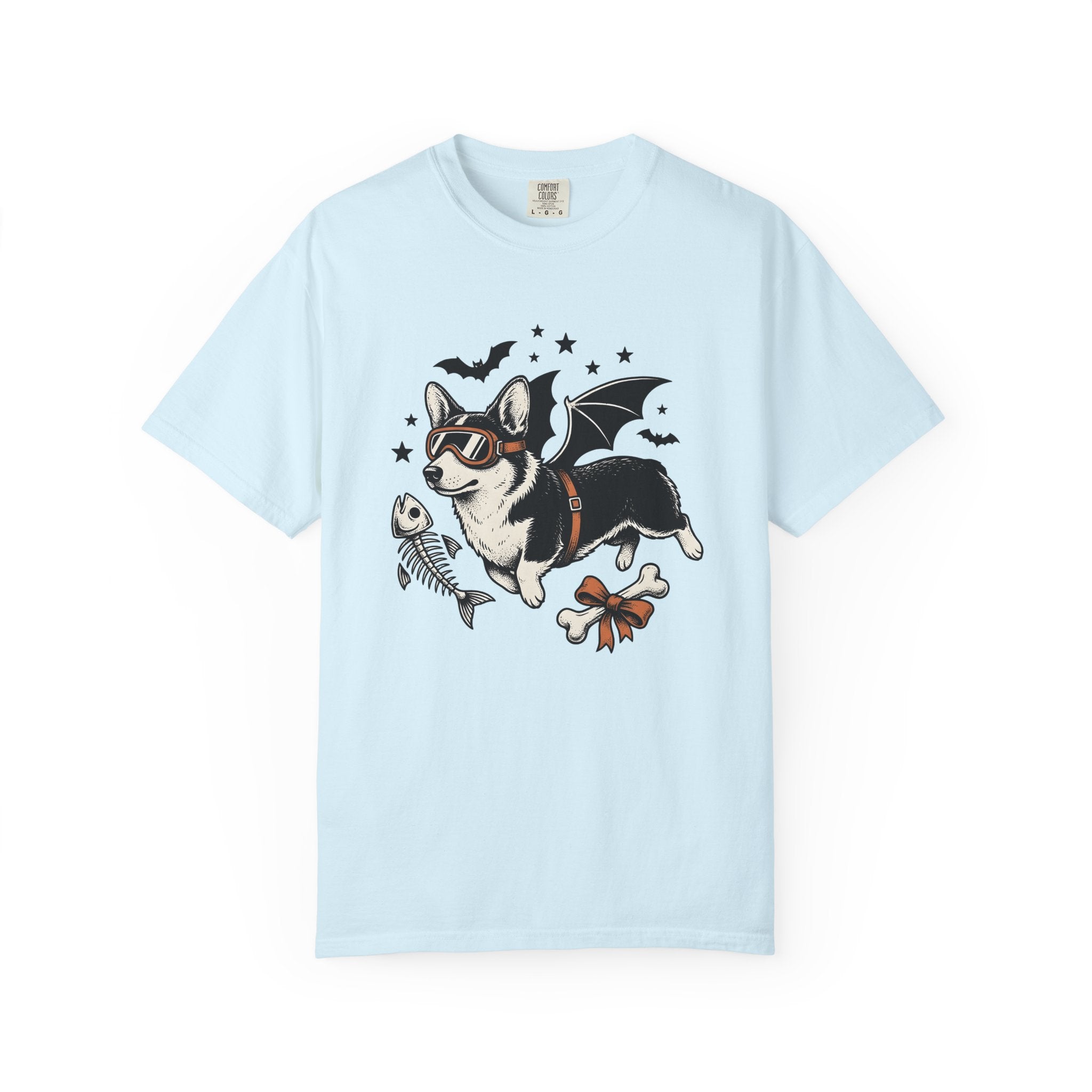 Corgi Bat Wings Shirt Halloween Animal Gift Women Neo Traditional Tee Pembroke Welsh Corgi T-Shirt Spooky Fan Tattoo Tshirt Creature Graphic
