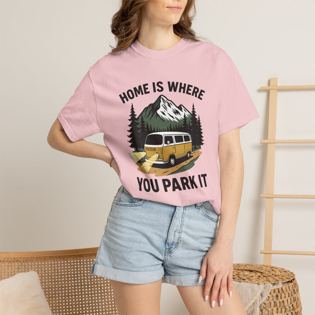 Camper Bus Shirt Camping Hiking Gift Women Classic Tee Motorhome T-Shirt Camper Fan Vintage Tshirt Trekker Graphic Outline Hill Tshirt