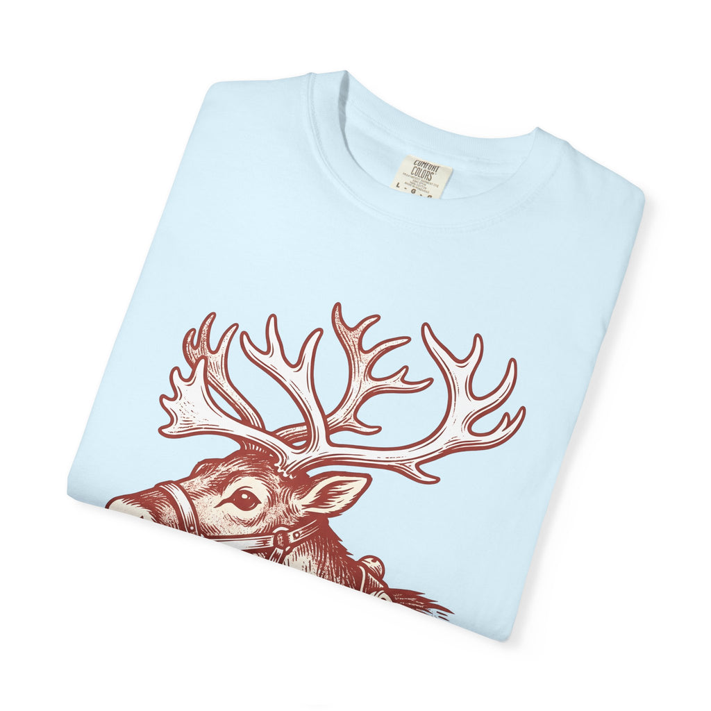 Deer Shirt Christmas Wildlife Gift Women Retro Tee Fawn T-Shirt Xmas Fan Holiday Tshirt Animal Graphic Sketch Bells Tshirt