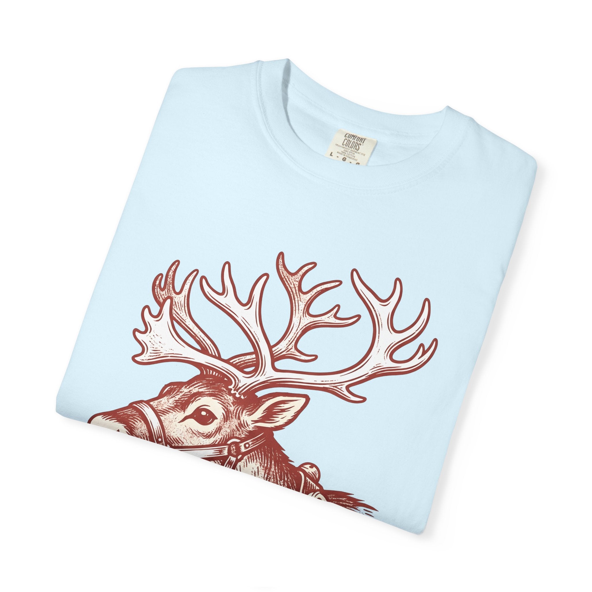 Deer Shirt Christmas Wildlife Gift Women Retro Tee Fawn T-Shirt Xmas Fan Holiday Tshirt Animal Graphic Sketch Bells Tshirt
