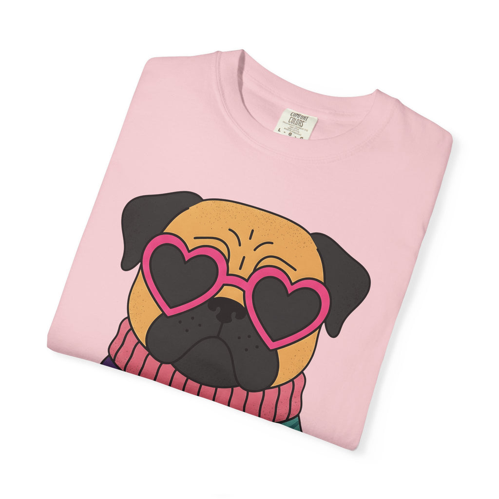 Pug Pet Shirt Dog Outfit Gift Women Doodle Tee Pug T-Shirt Dog Fan Drawing Graphic Sketch Heart Eyewear Tshirt